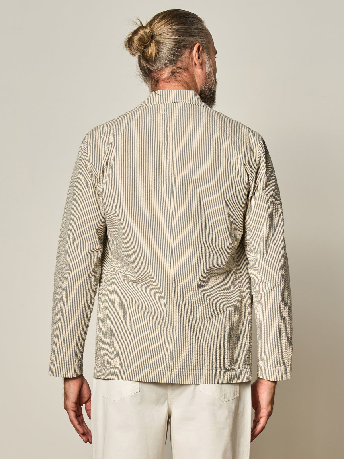Navy Seersucker Server Jacket