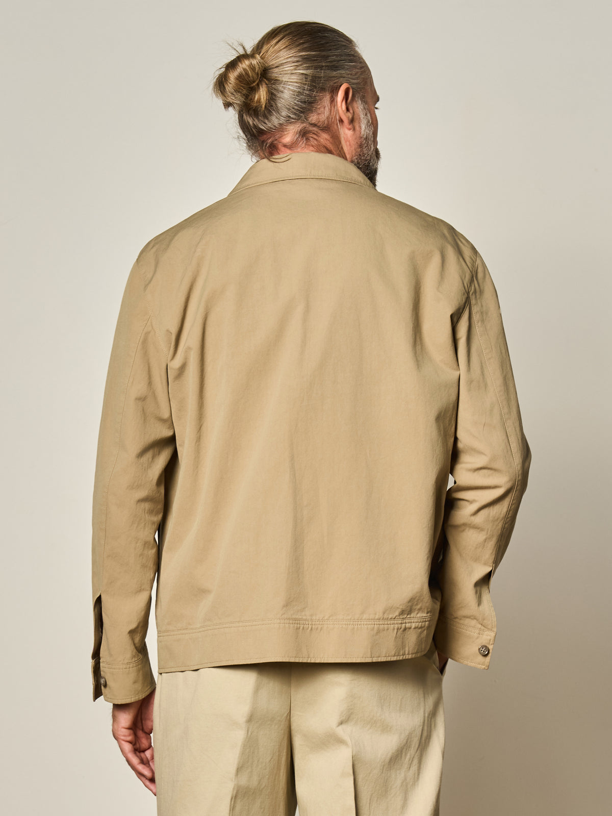 Beige Japanese Cotton Bomber Jacket