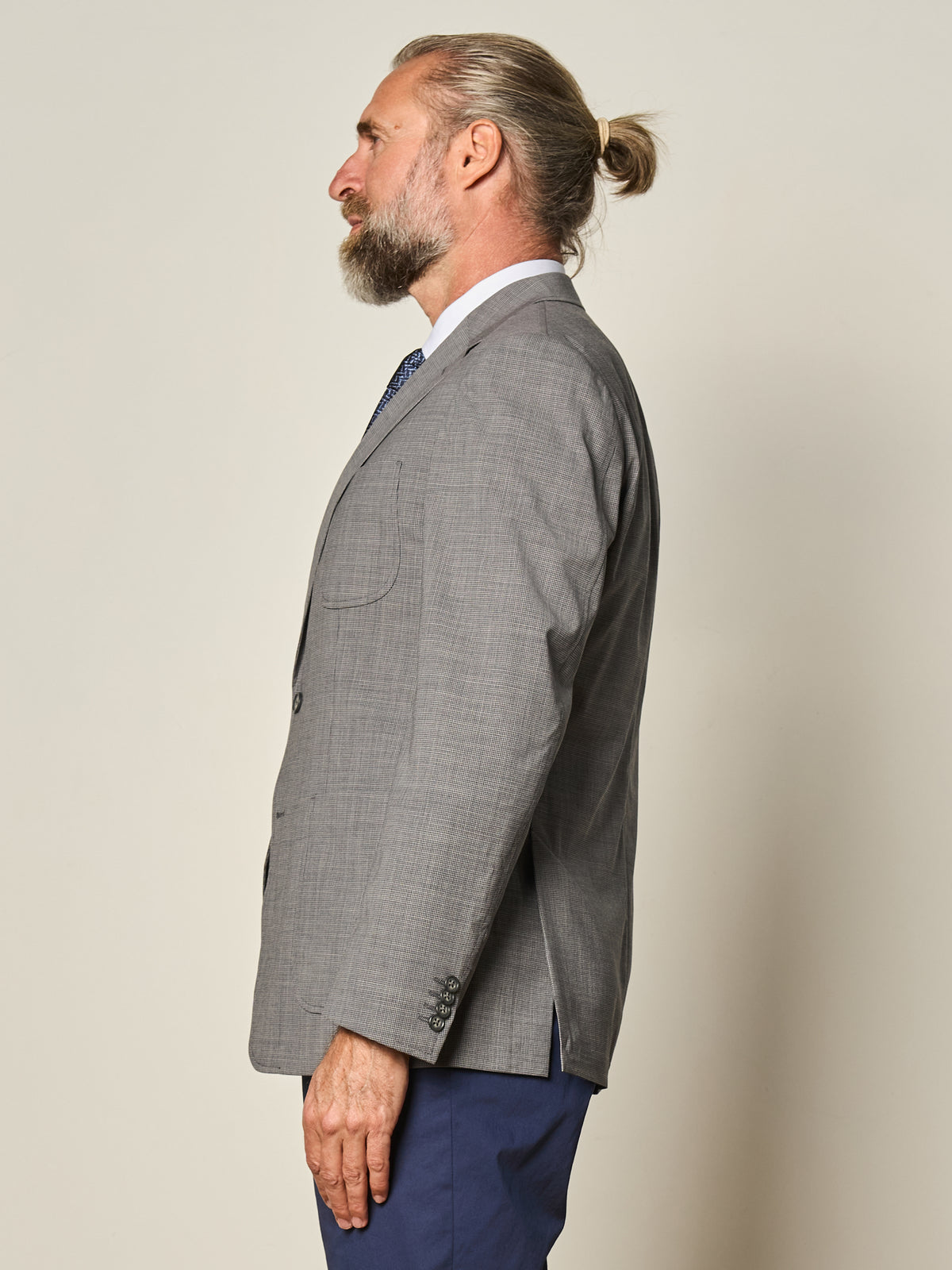 Deconstructed Grey Houndstooth Blazer