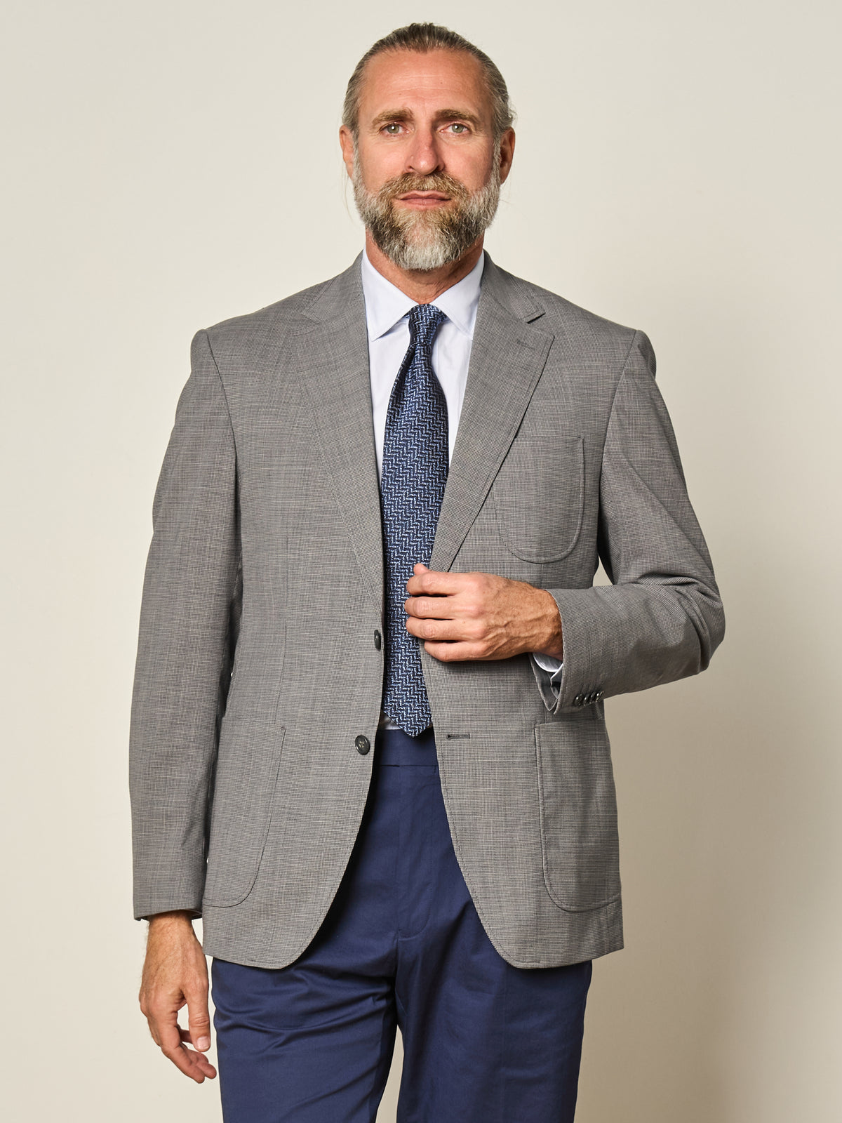 Deconstructed Grey Houndstooth Blazer