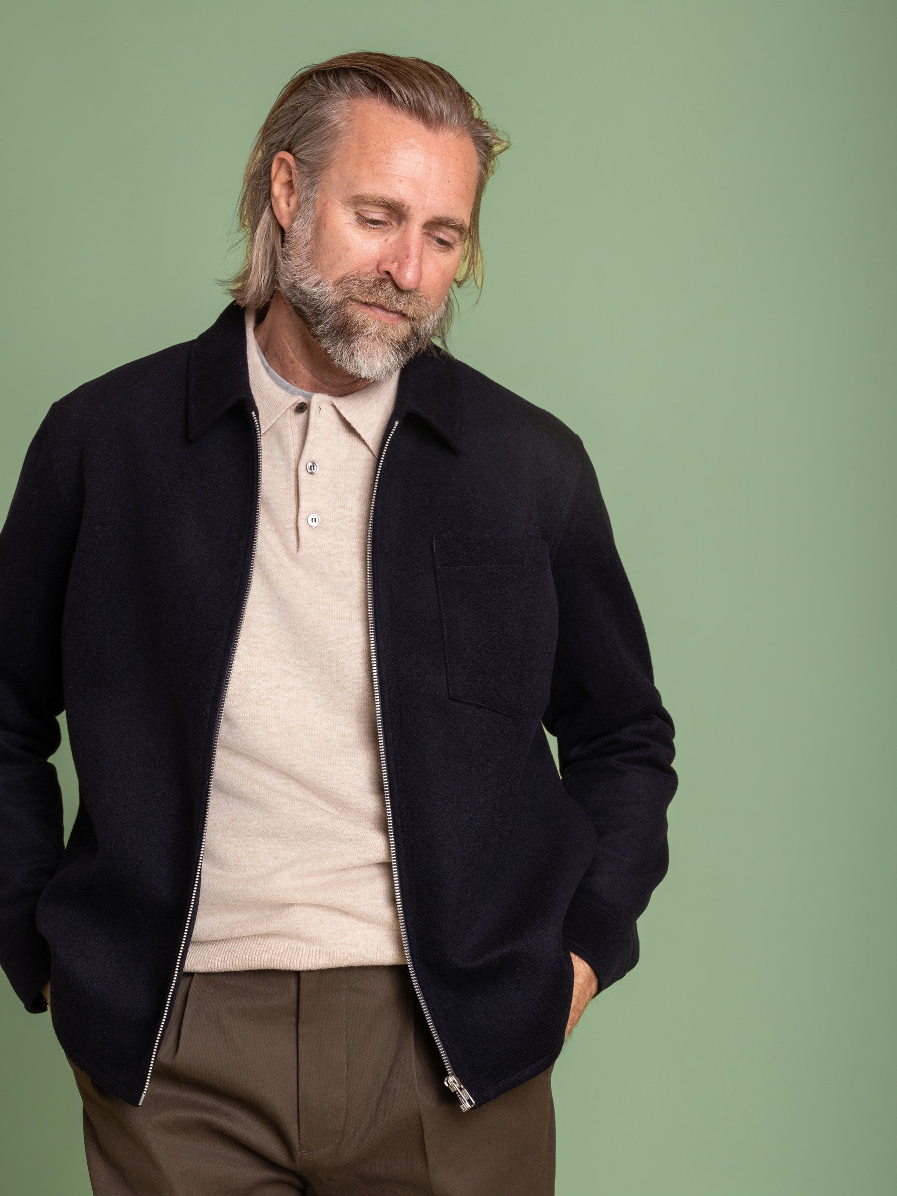 Navy Fitzroy Zip Jacket