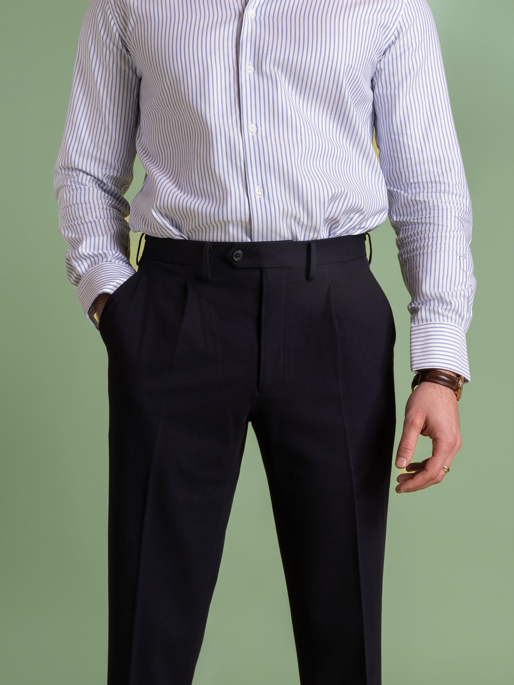Navy Pleated Trouser