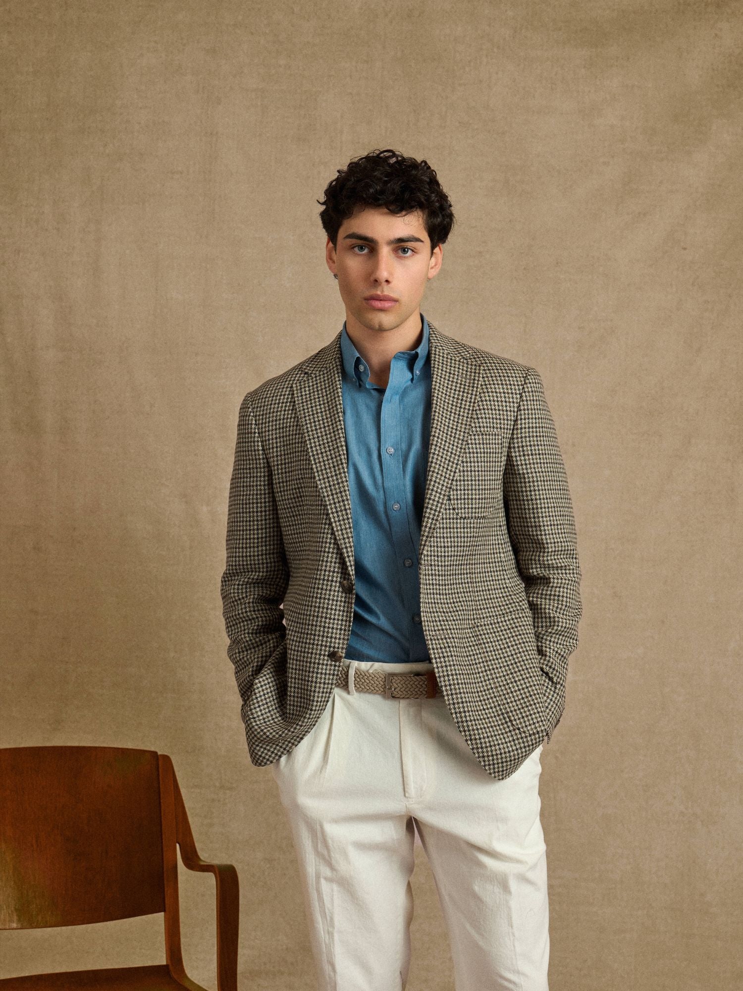 Deconstructed Brown Check Half-Lined Blazer