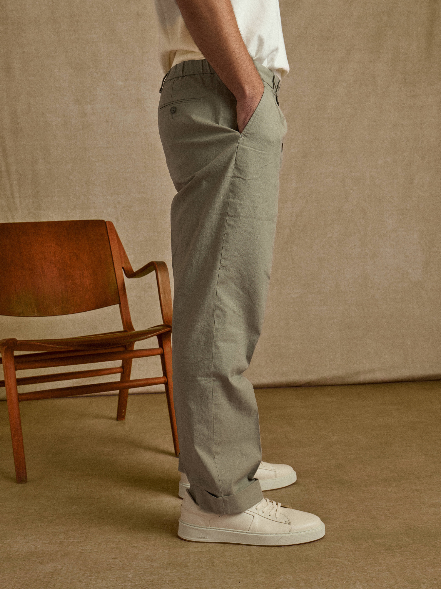 Taupe Relaxed Pleated Trouser