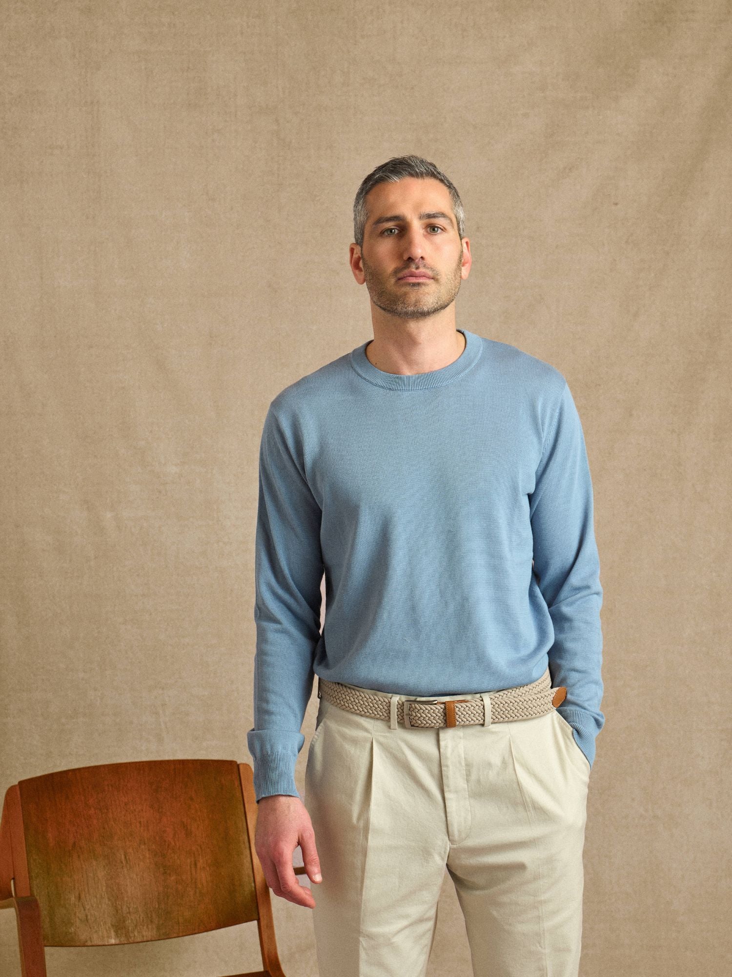 Dusty Blue Long Sleeve Crew