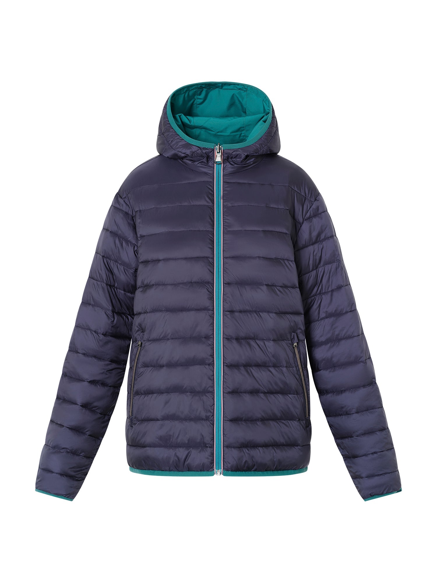 Acqua/Navy Reversible Hooded Down Jacket - Nazario Parisi & Sons