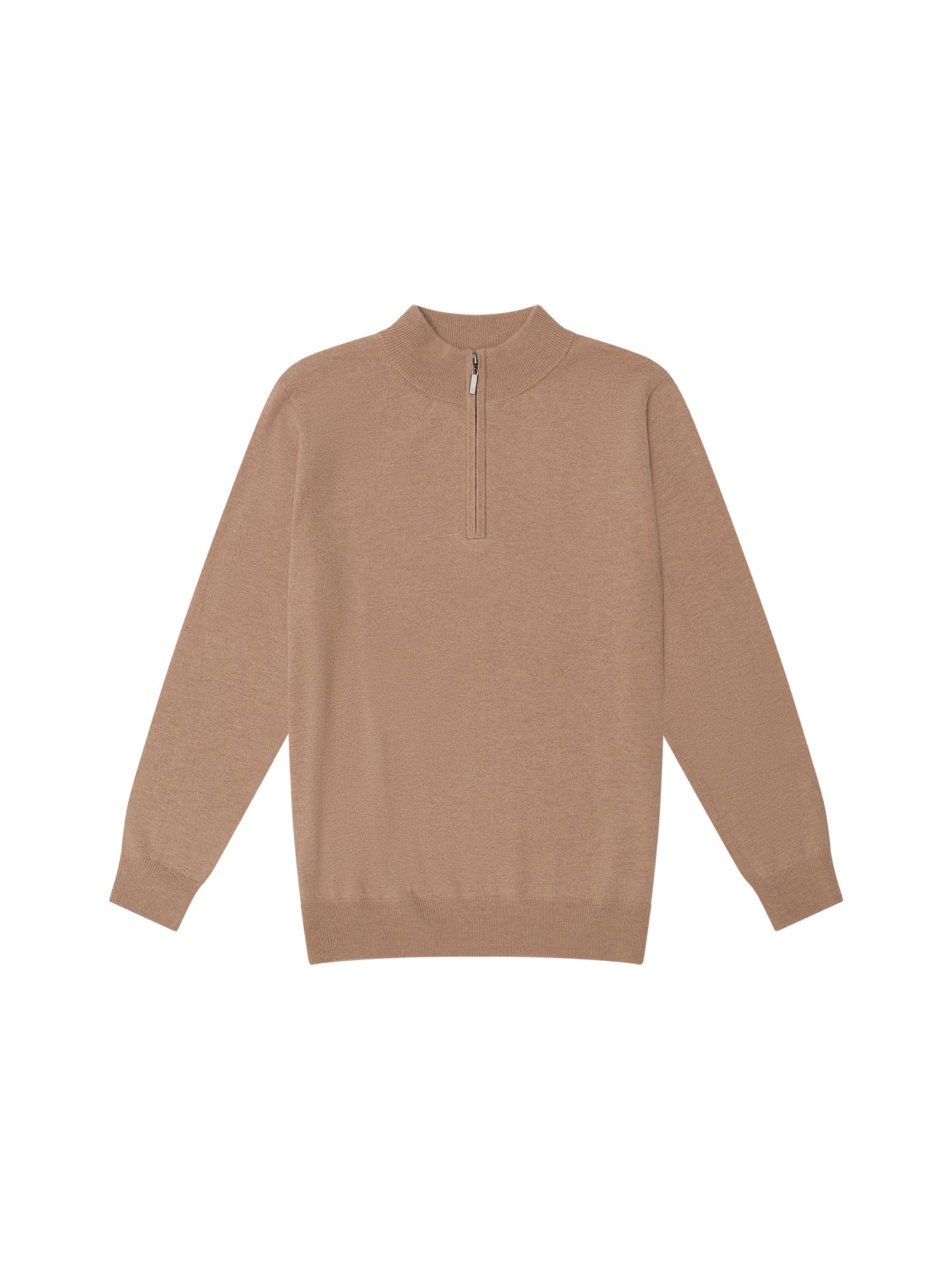 Camel Cashmere Wool Quarter - Zip Knit - Nazario Parisi & Sons