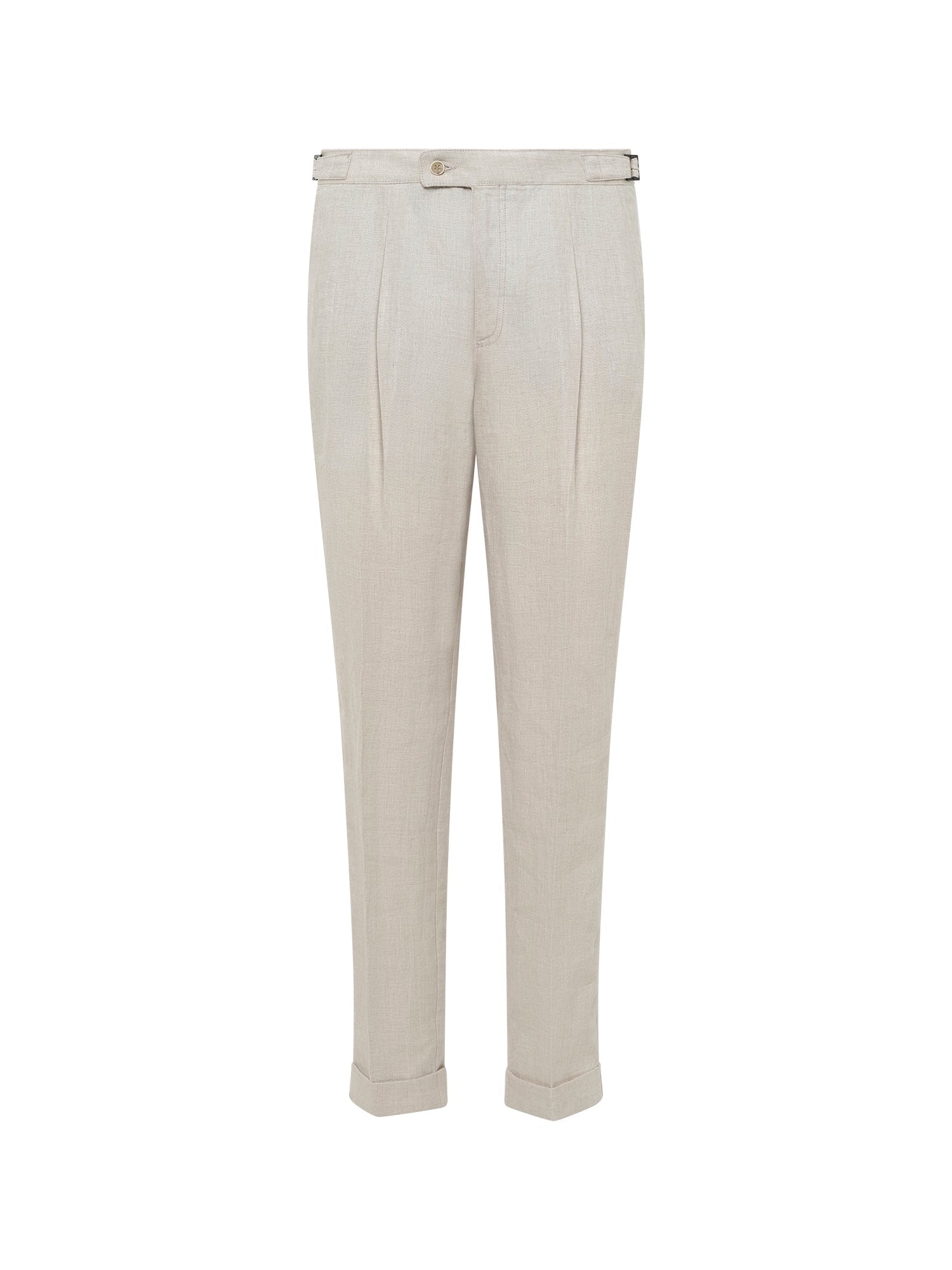 Cuffed Sidetab Stone Linen Trouser - Nazario Parisi & Sons