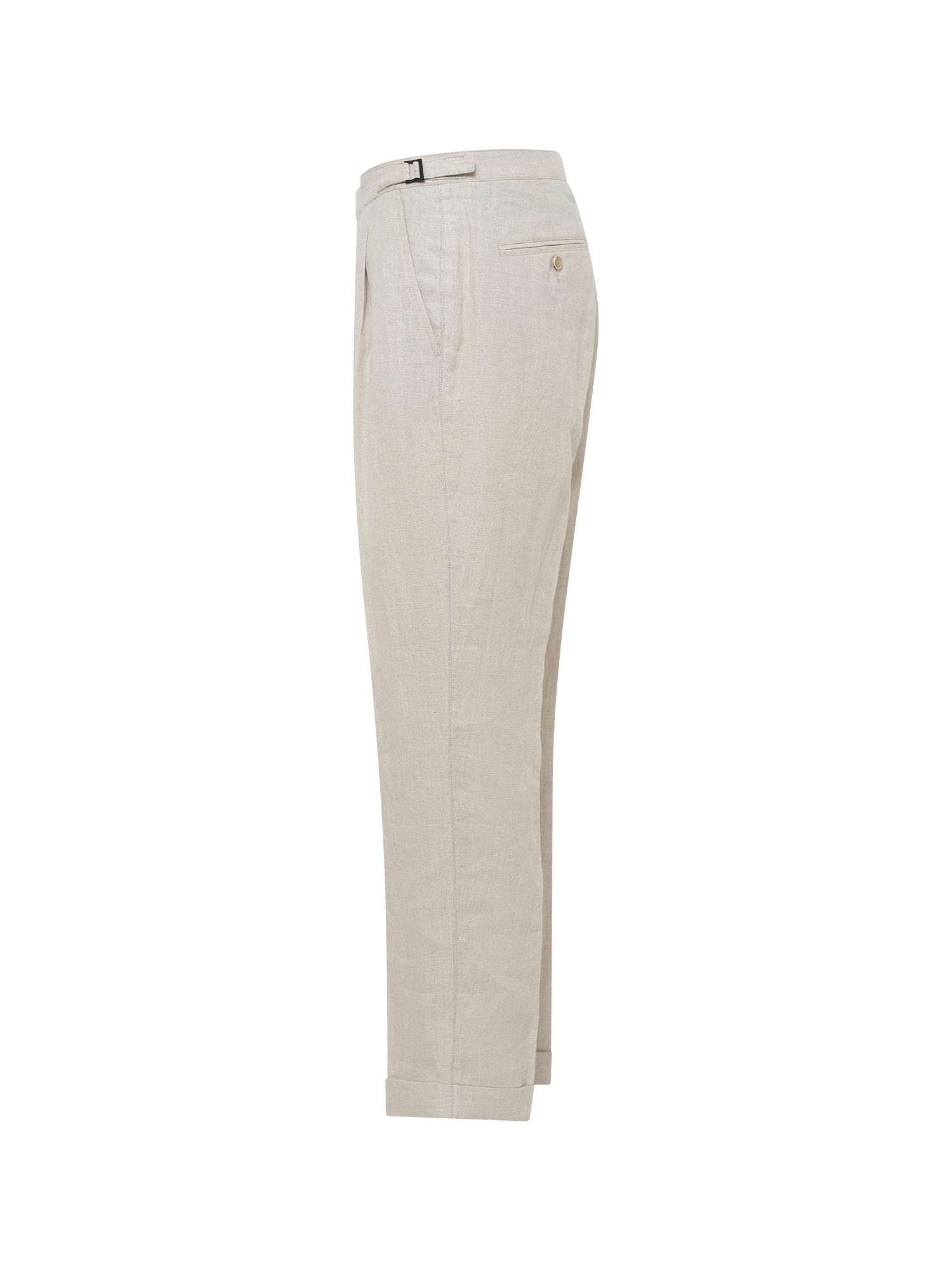 Cuffed Sidetab Stone Linen Trouser - Nazario Parisi & Sons