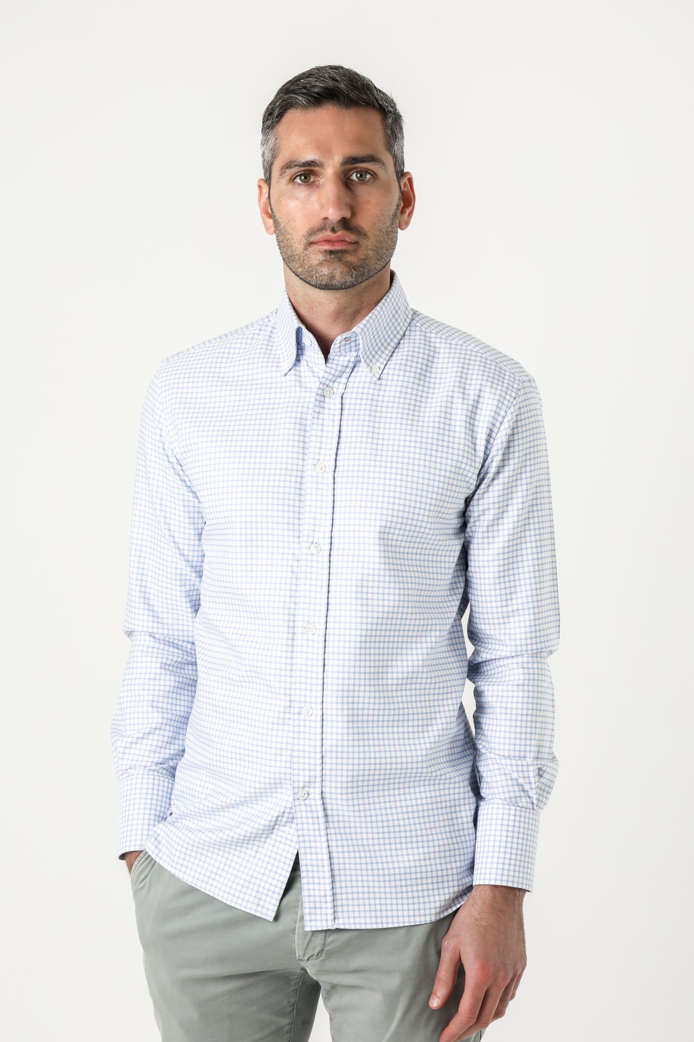 Firenze Blue Check Button Down Shirt - Nazario Parisi & Sons