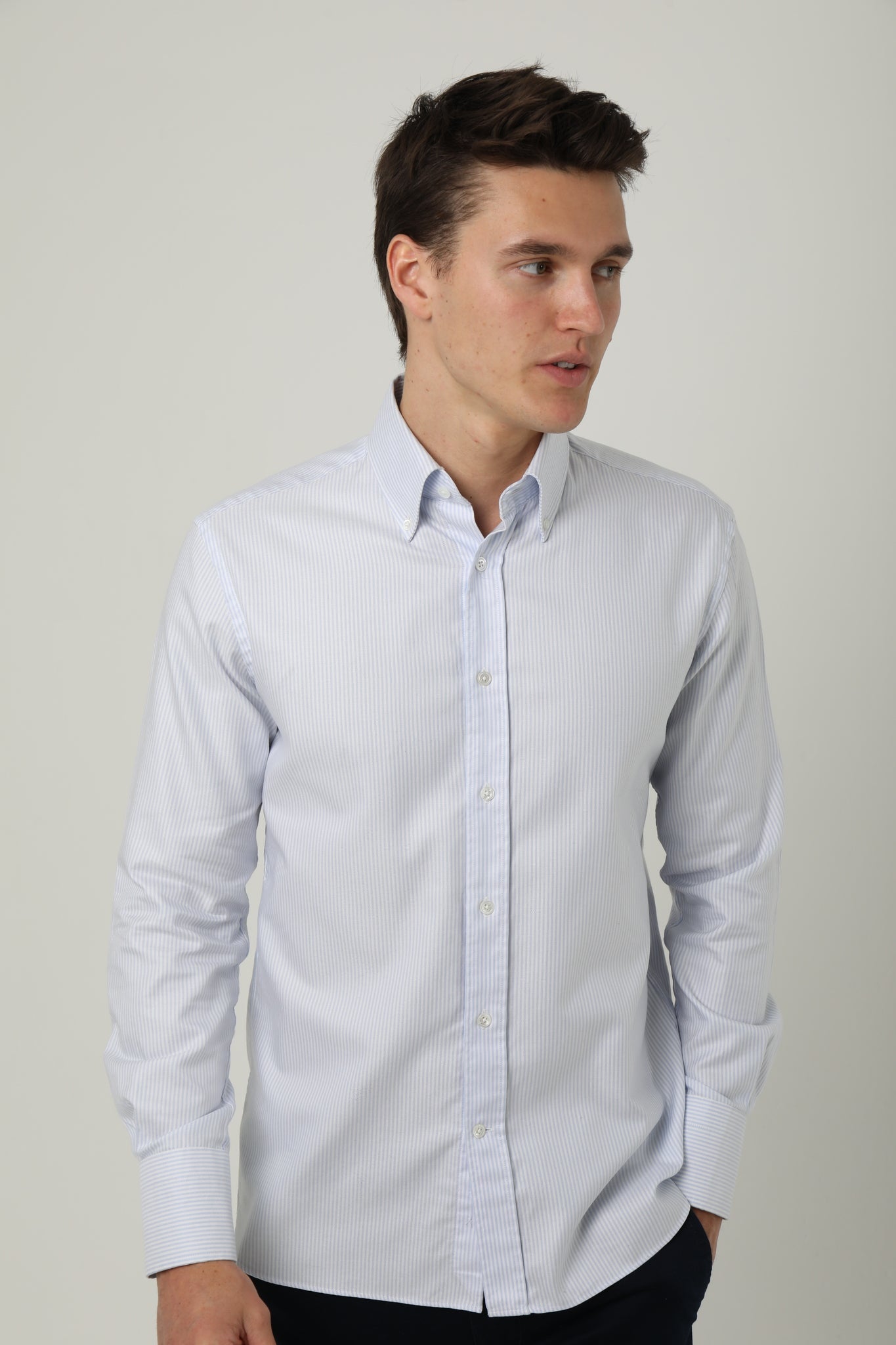 Firenze Light Blue Stripe Button Down Shirt - Nazario Parisi & Sons