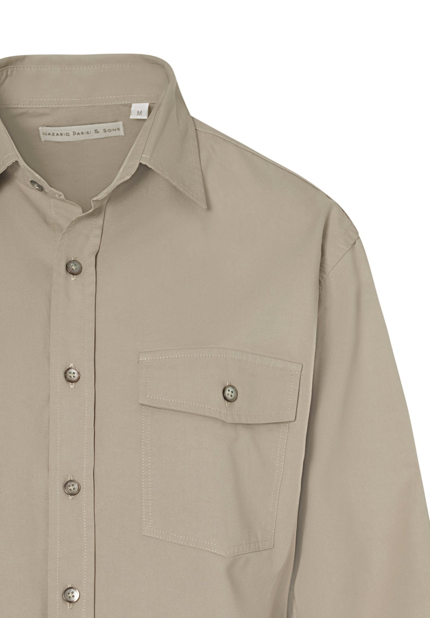 Fitzroy Khaki Cotton Poplin Shirt - Nazario Parisi & Sons