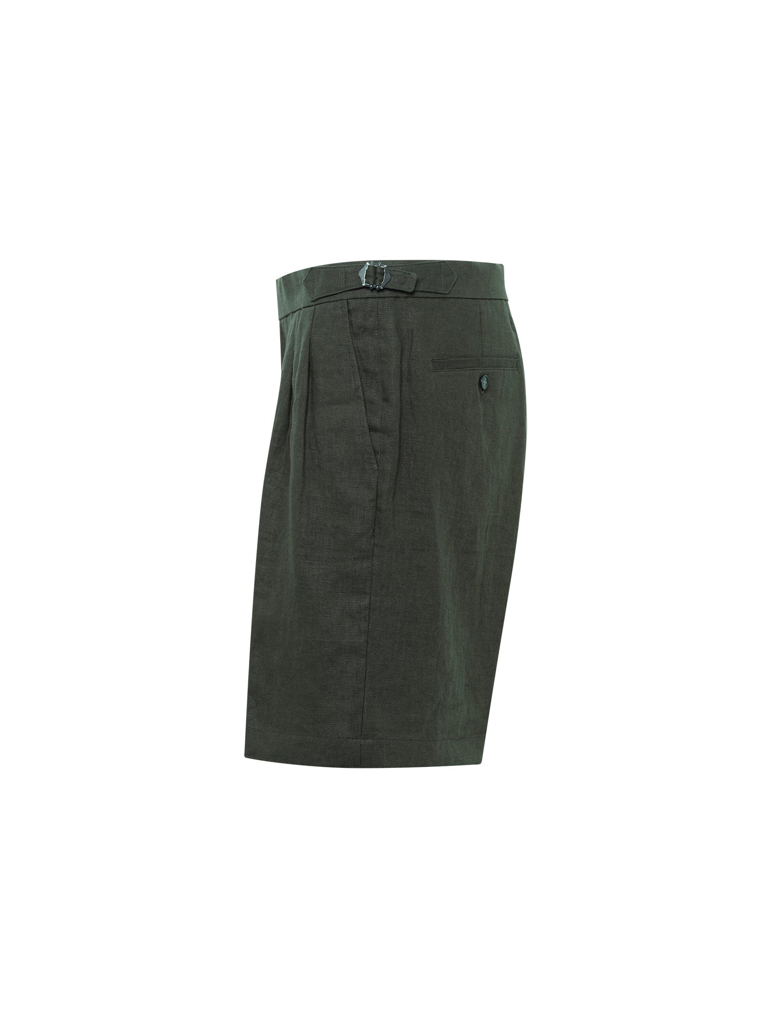 Forest Green Linen Sidetab Short - Nazario Parisi & Sons