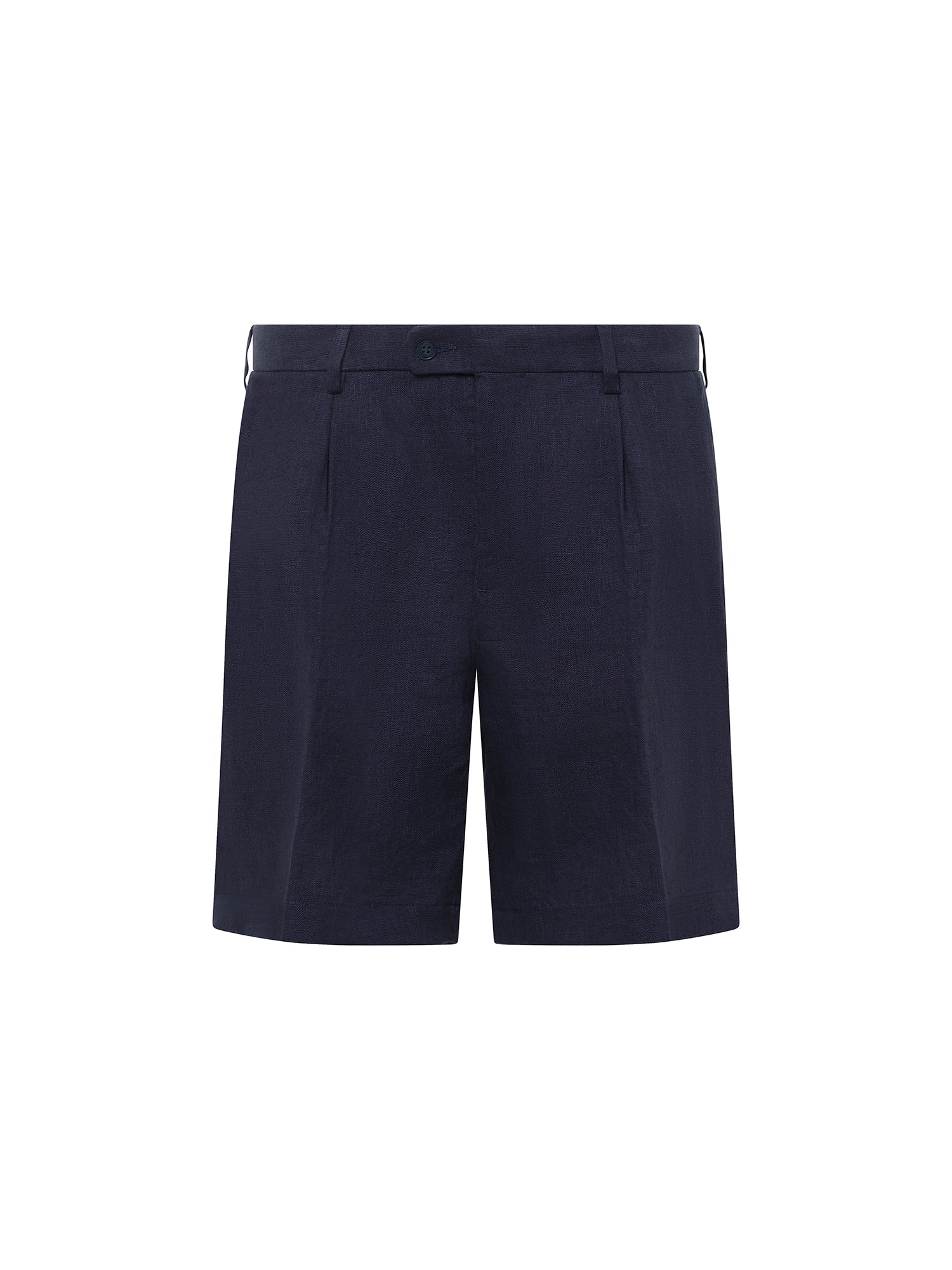 Marine Blue Linen Pleated Short - Nazario Parisi & Sons