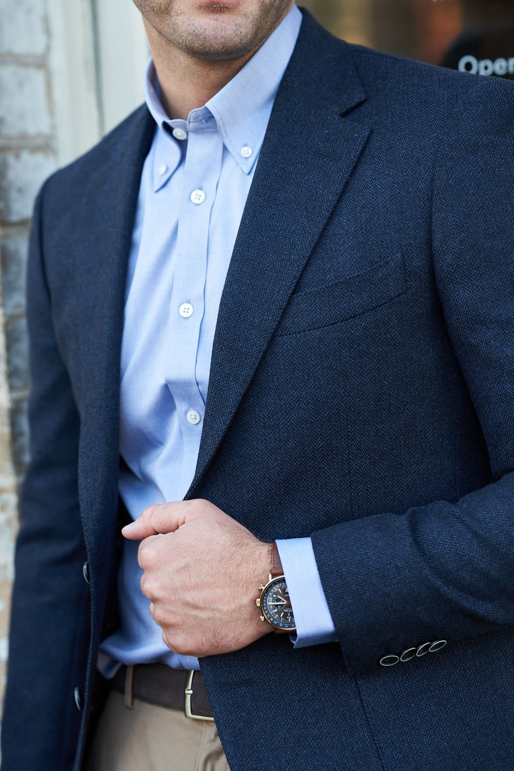 Navy Herringbone Villani Blazer - Nazario Parisi & Sons