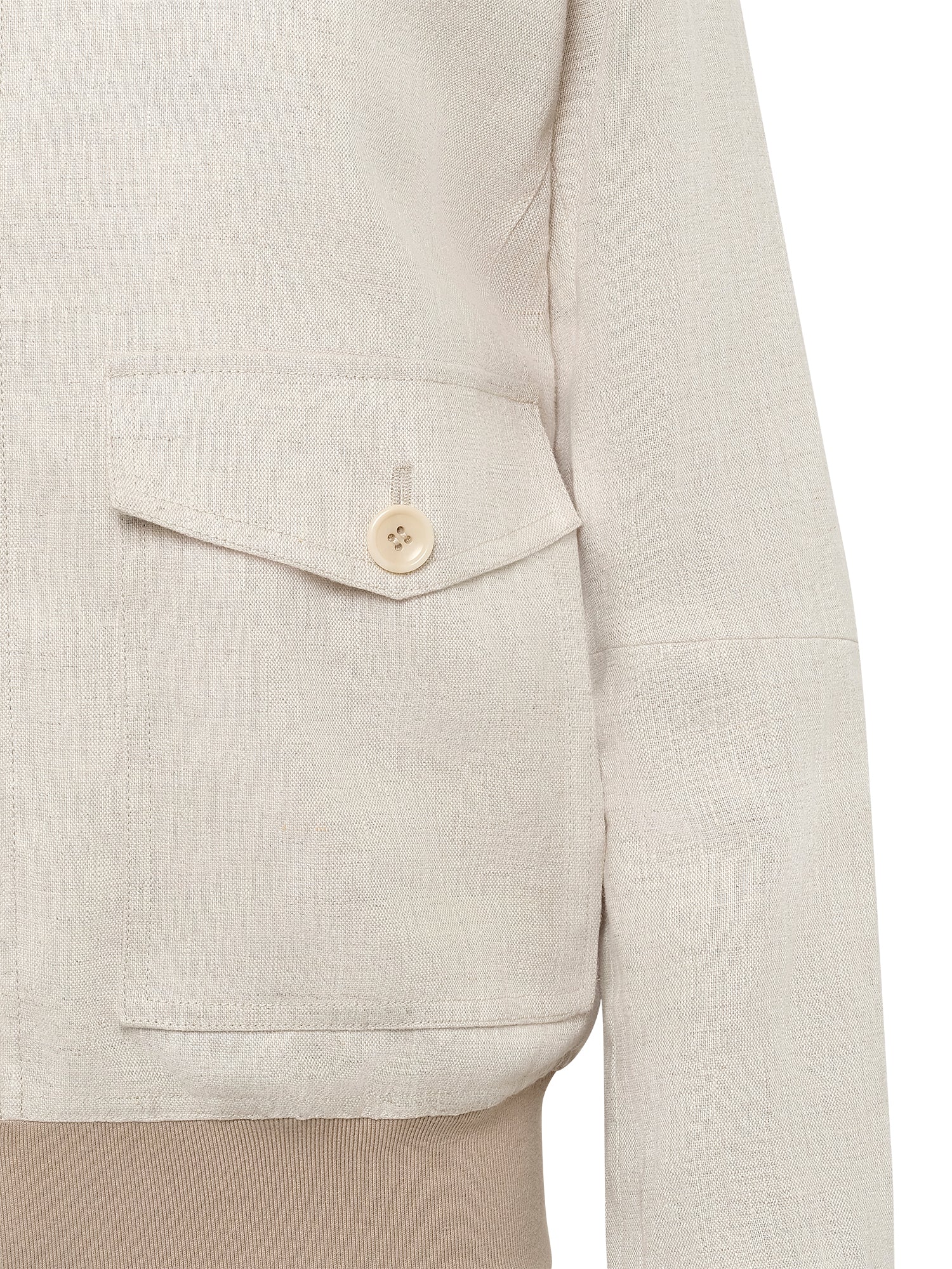 Sand Linen Bomber Jacket