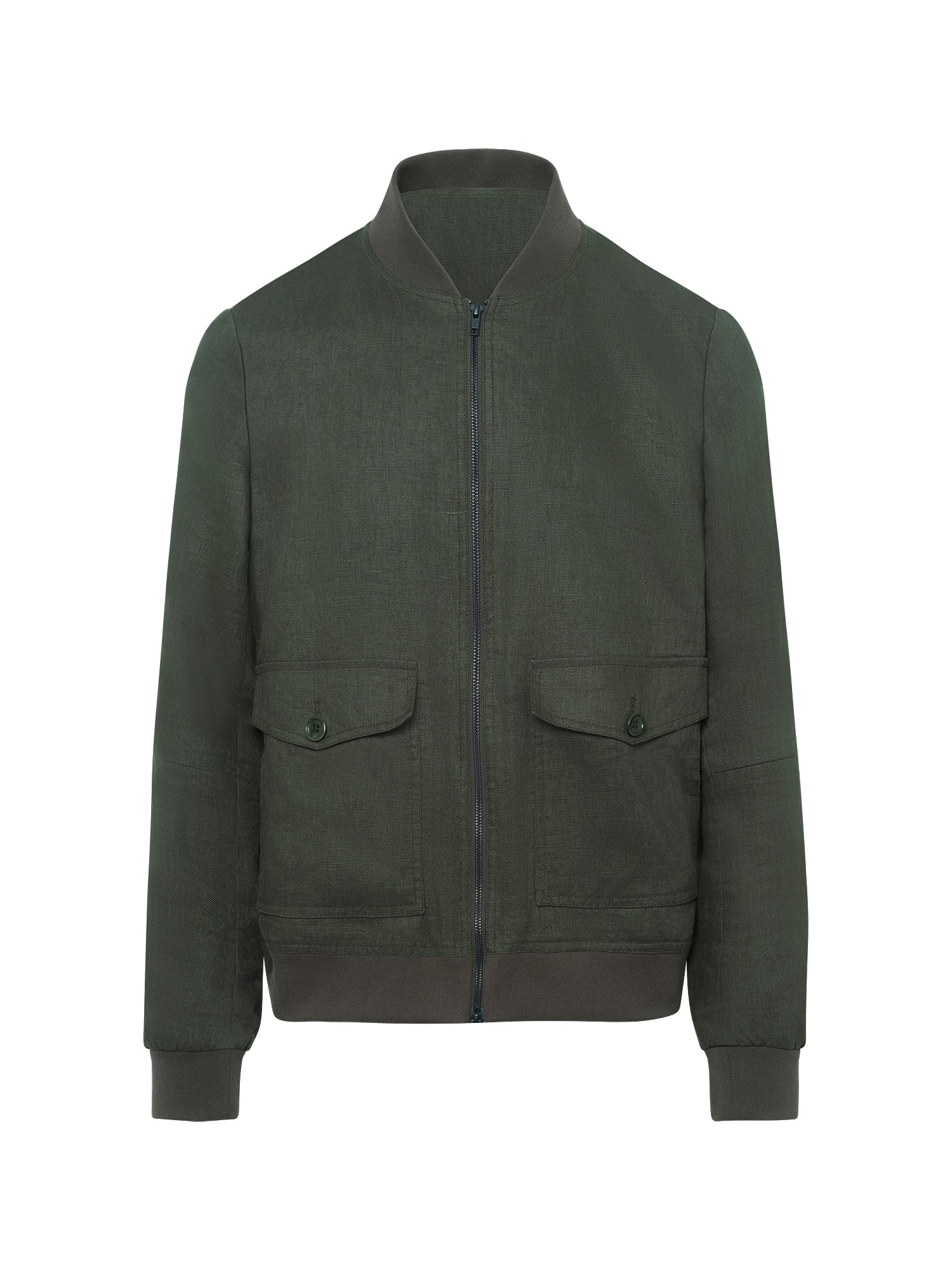 Green Linen Bomber Jacket