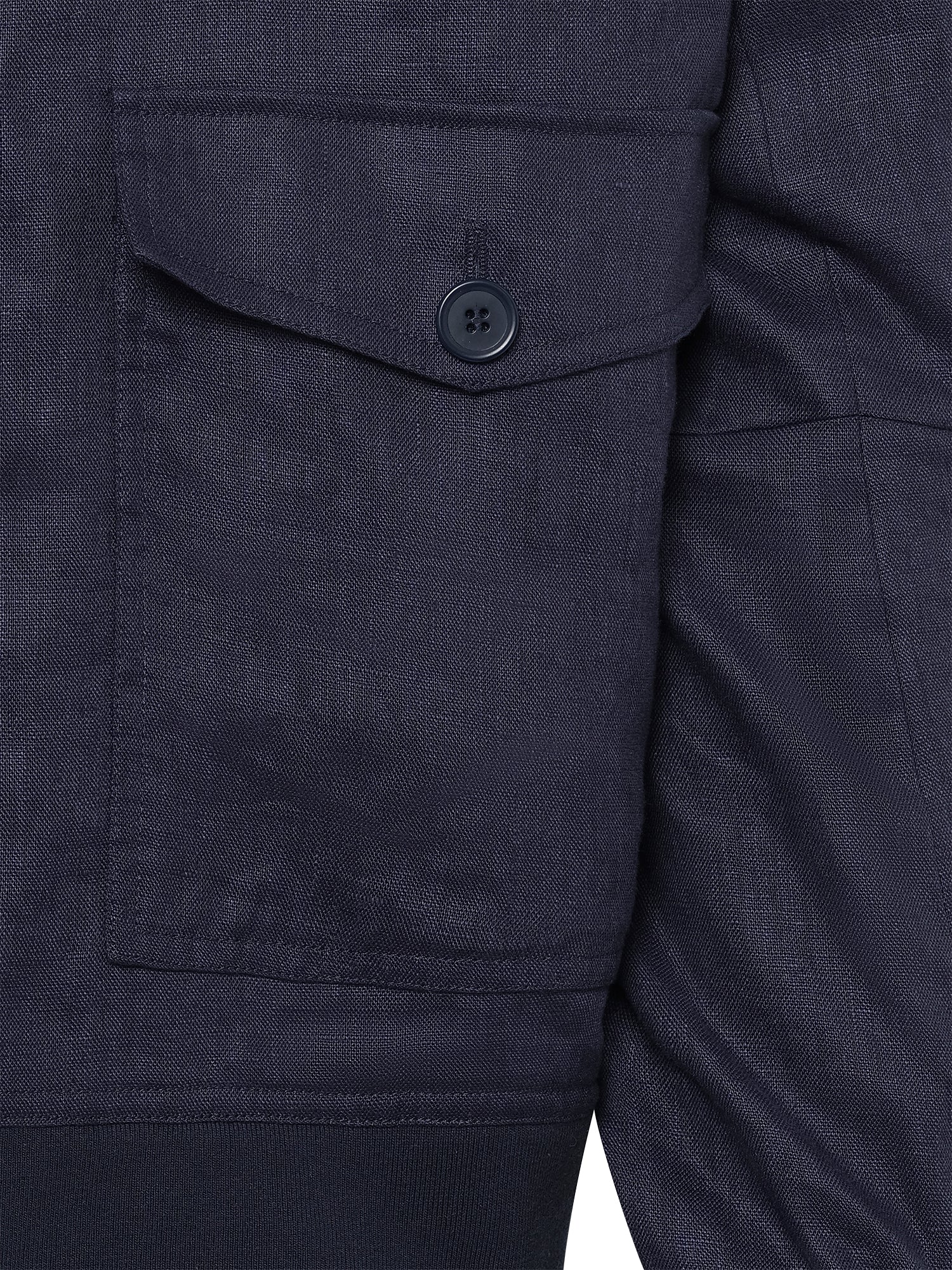 Marine Blue Linen Bomber Jacket