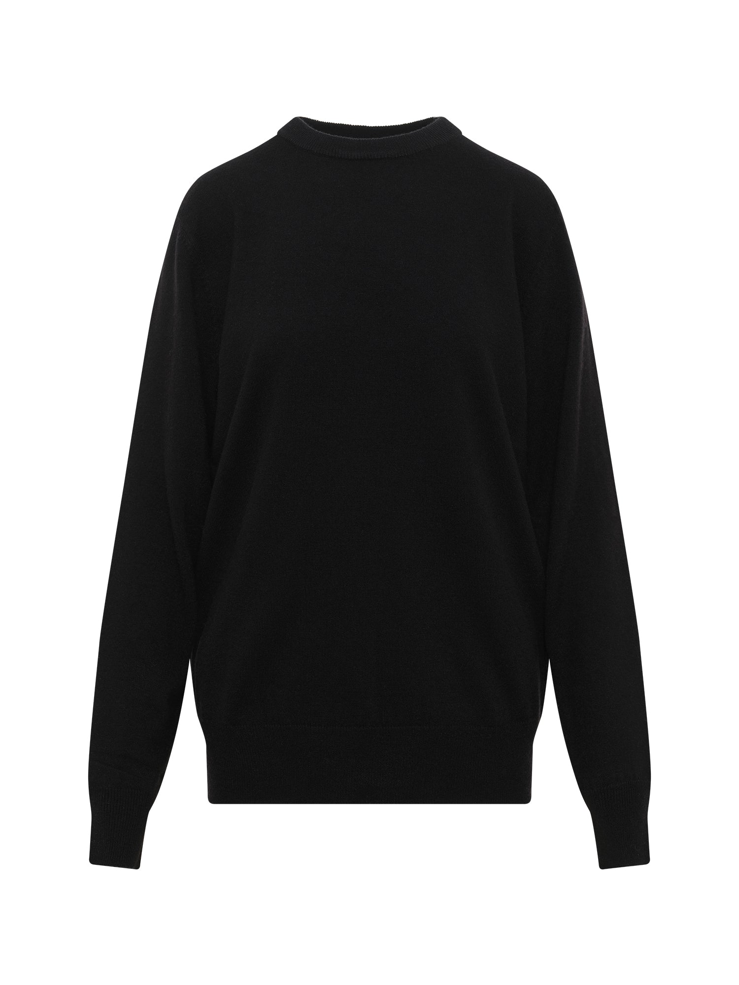 Black Wool Cashmere Crew Knit