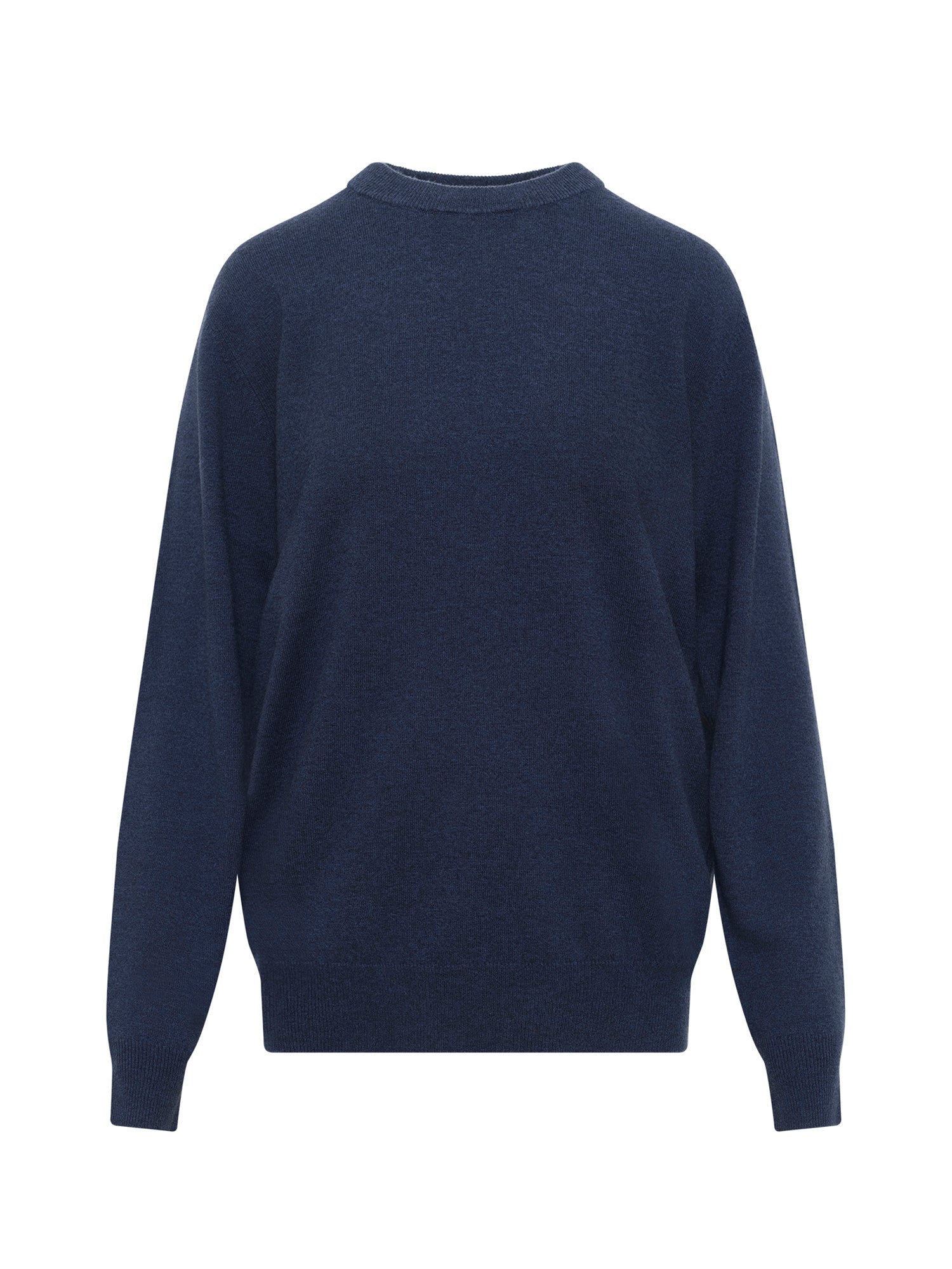 Dark Denim Wool Cashmere Crew Knit