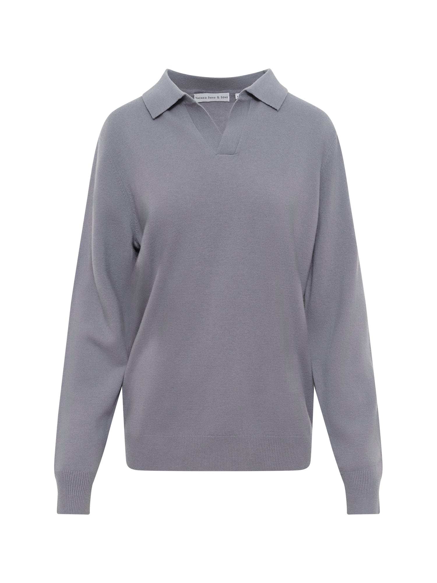 Blue Grey Wool Cashmere Polo