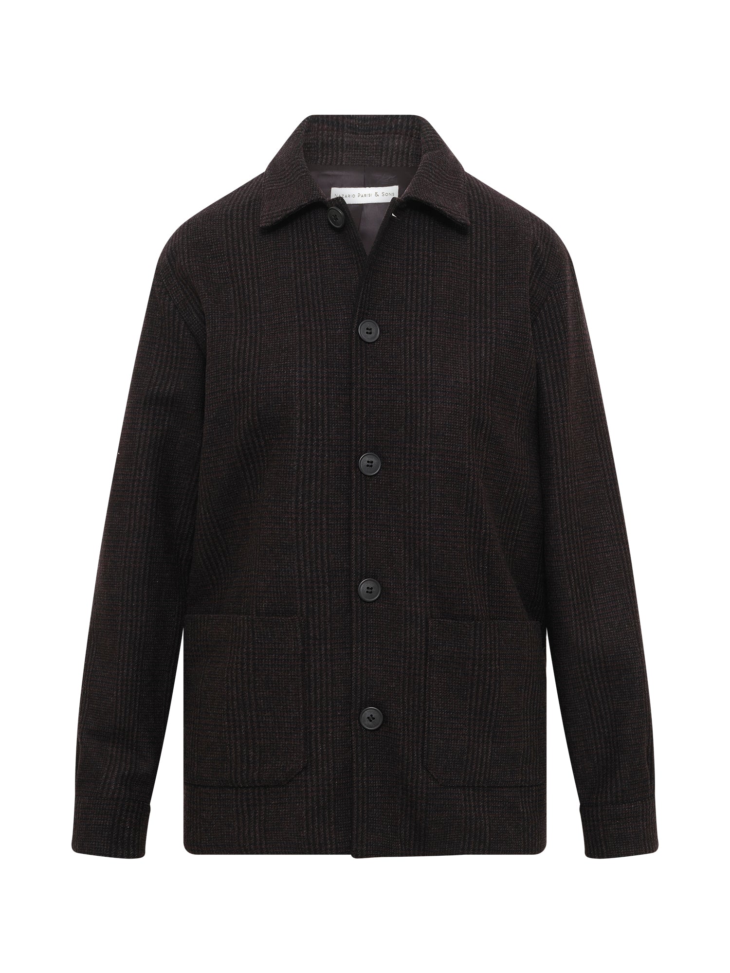 Black Burgundy Check Wool Chore Jacket