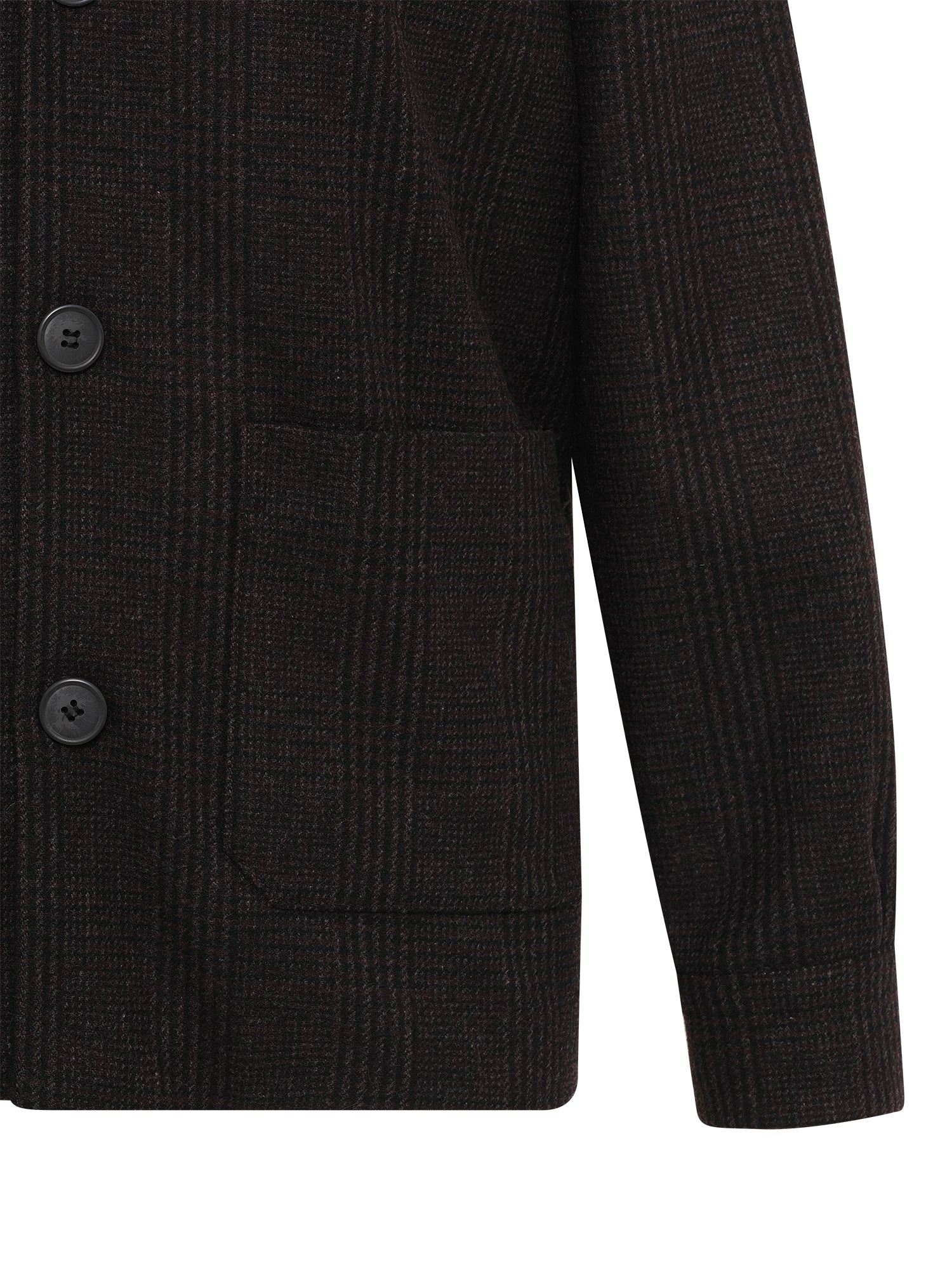 Black Burgundy Check Wool Chore Jacket
