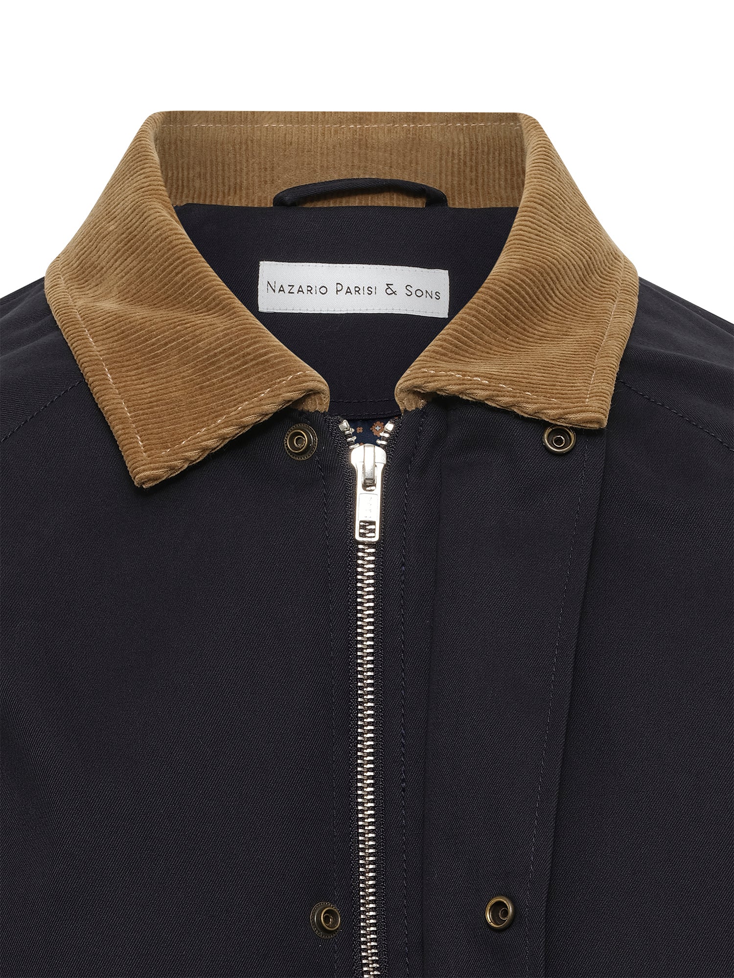 Navy Contrast Cord Collar Barn Coat
