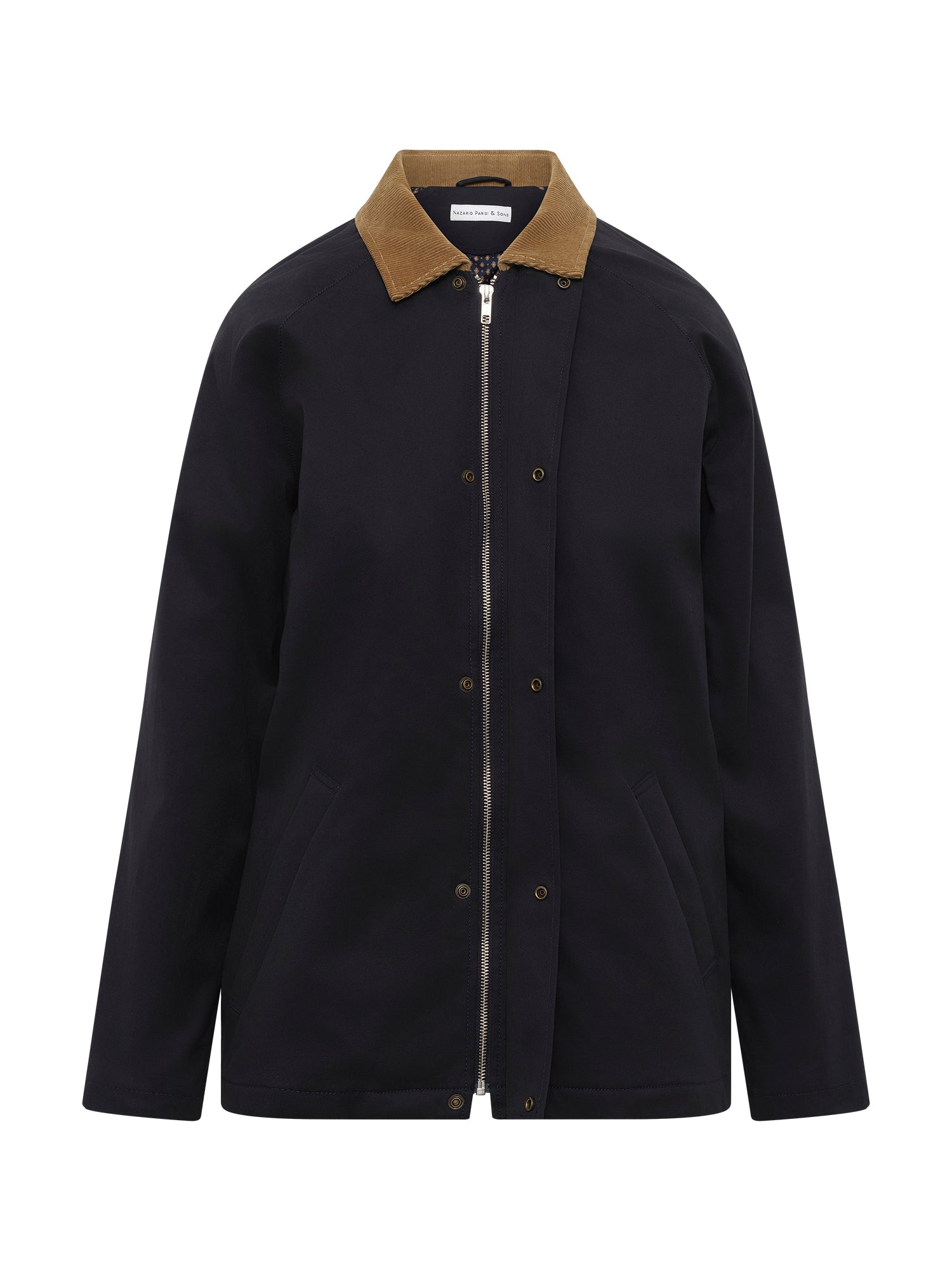 Navy Contrast Cord Collar Barn Coat
