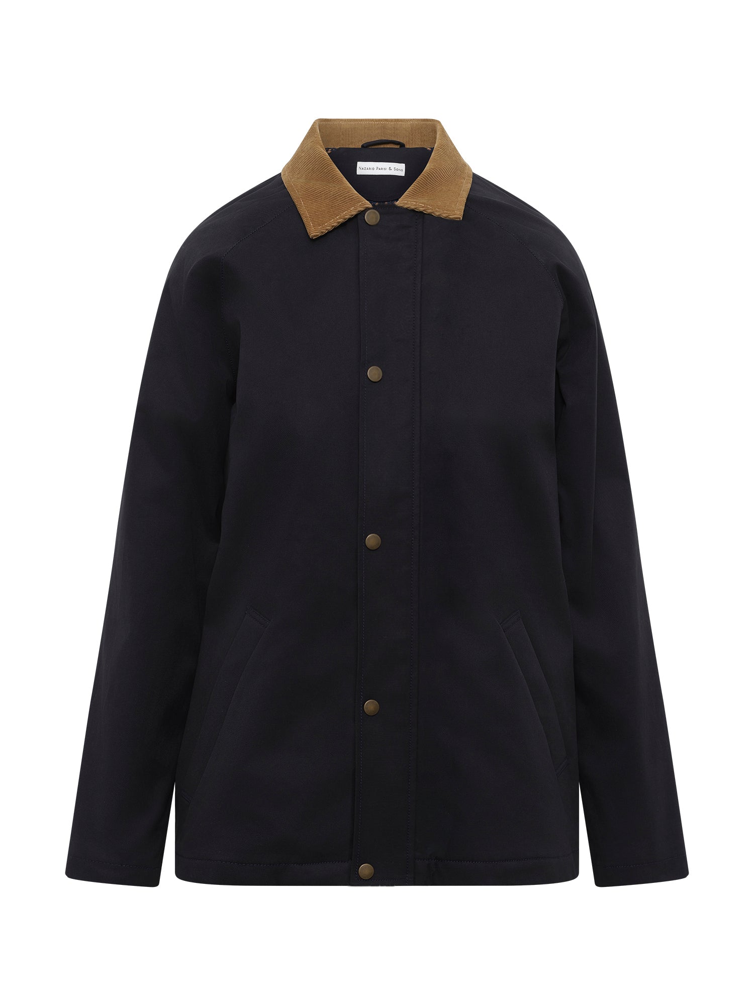 Navy Contrast Cord Collar Barn Coat