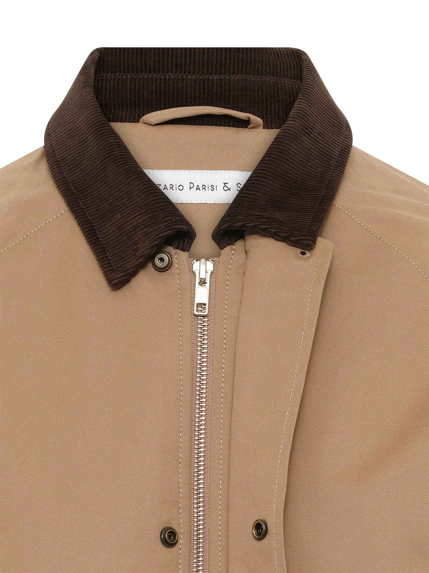 Taupe Contrast Cord Collar Barn Coat