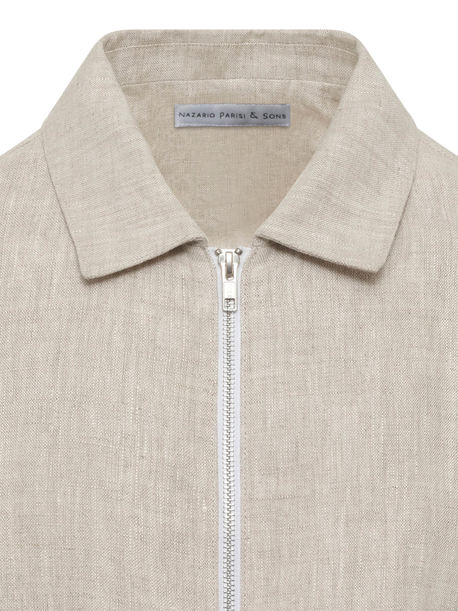 Sand Linen Zip Bomber Jacket