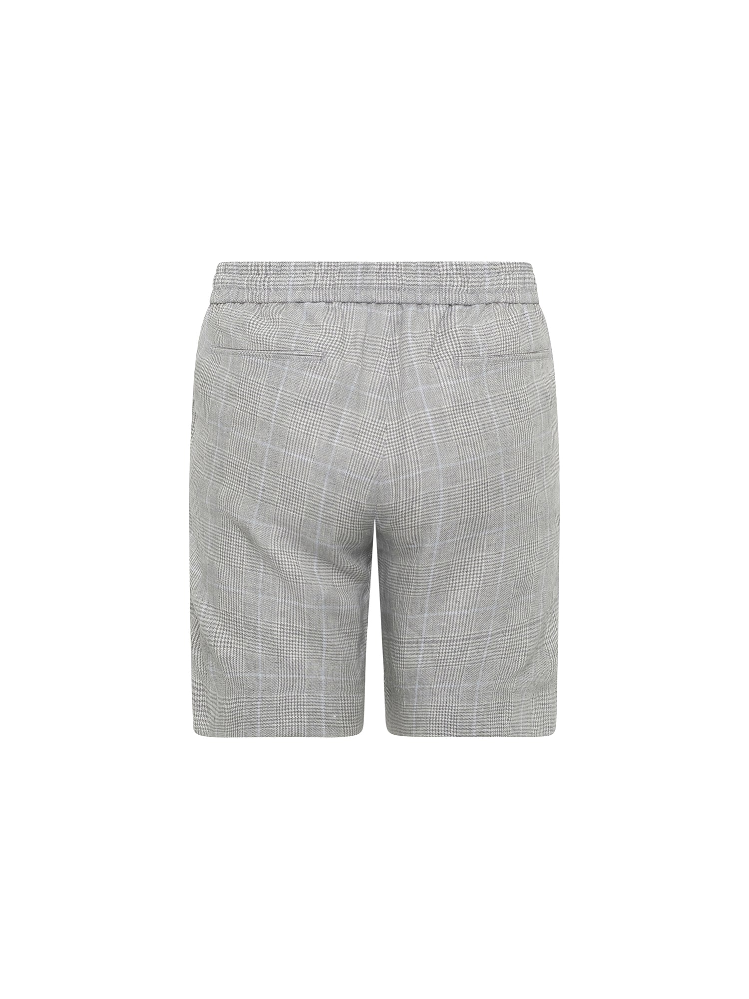 Light Grey Check Linen Jogger Shorts