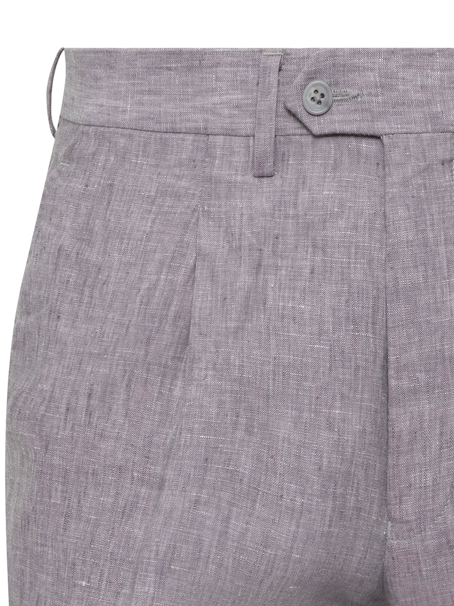 Grey Linen Wool Pleated Trouser