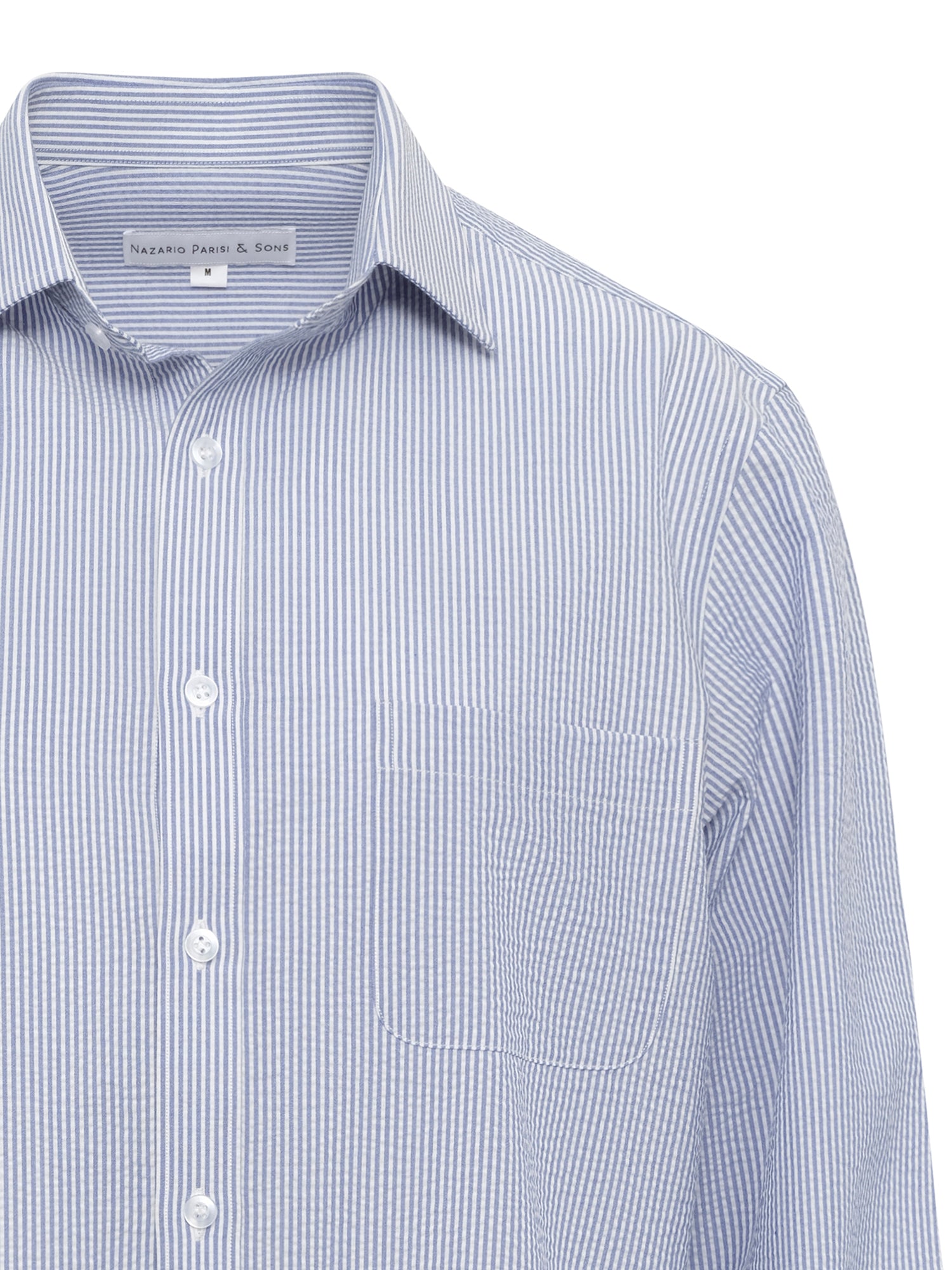 Blue White Stripe Seersucker Shirt