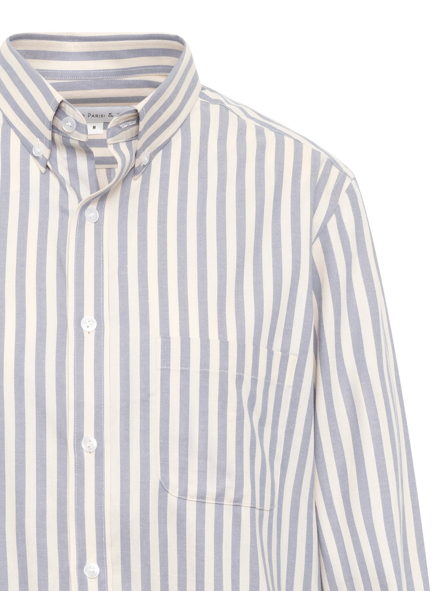 Ecru Blue Thick Stripe Button Down Shirt