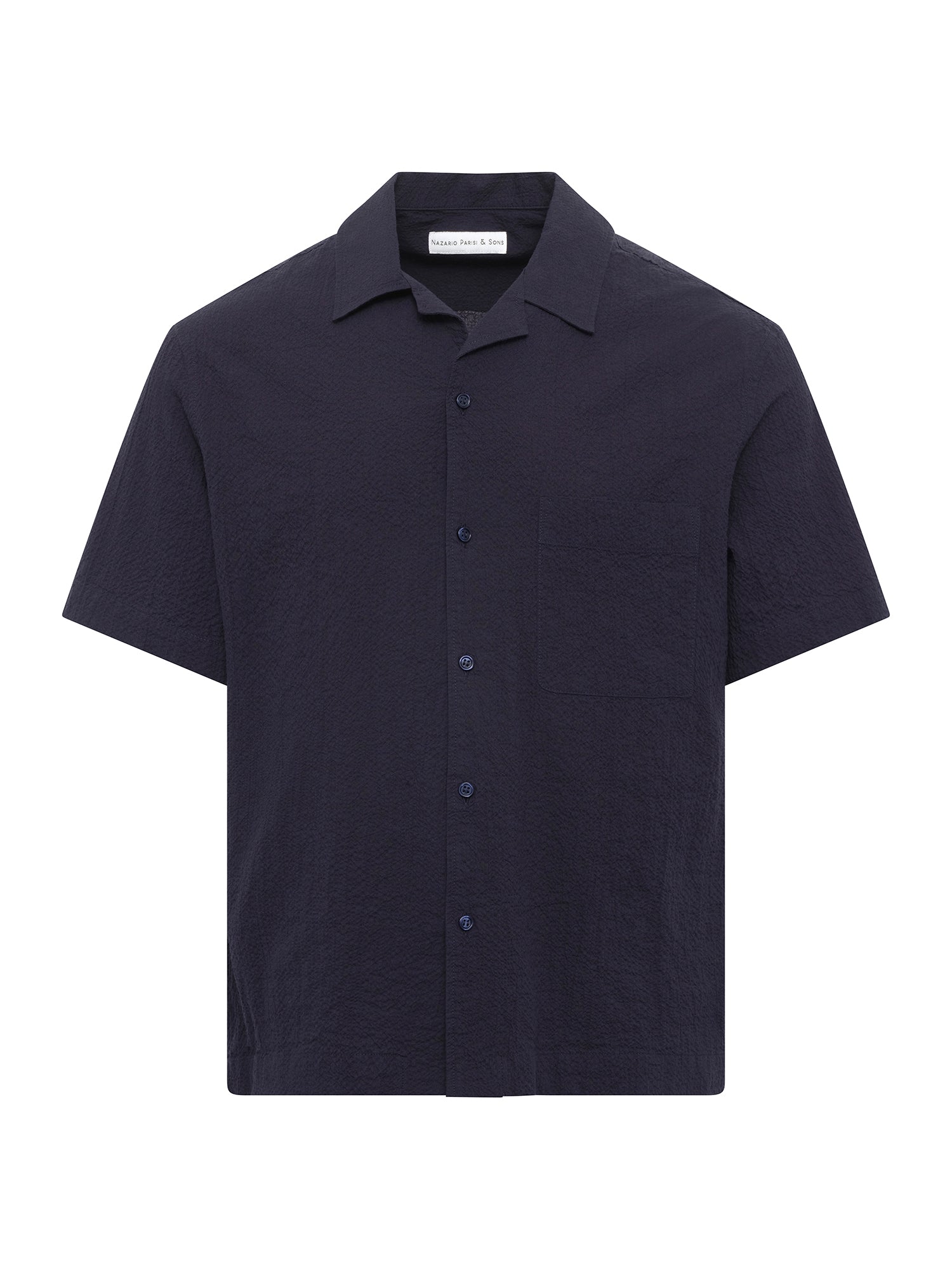 Navy Seersucker Short Sleeve Shirt