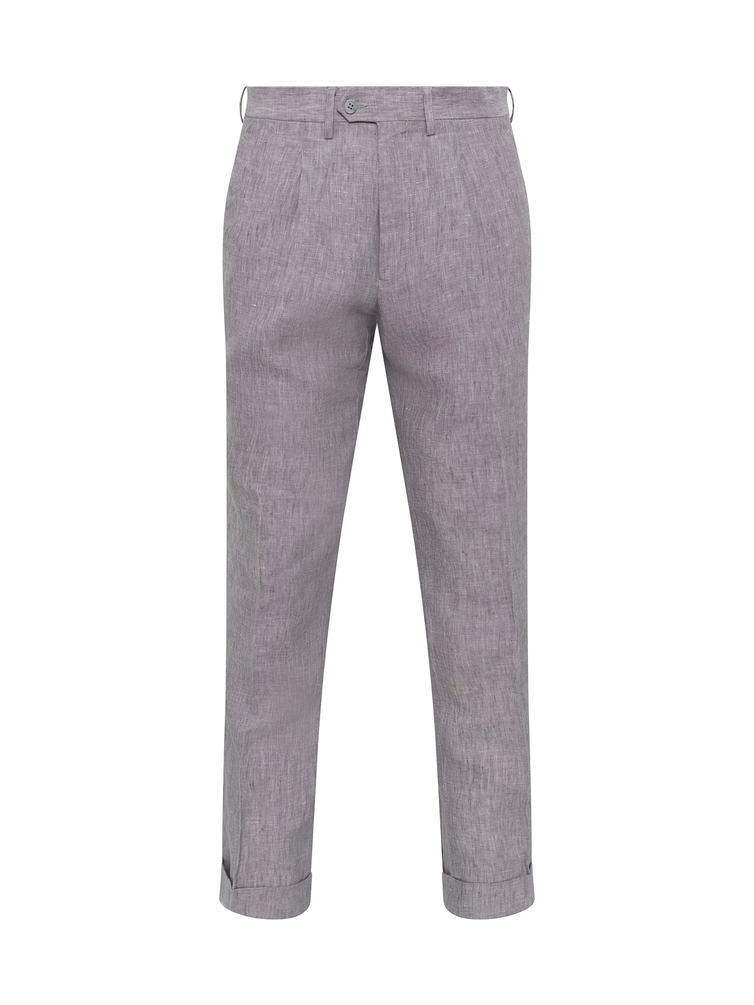Grey Linen Wool Pleated Trouser