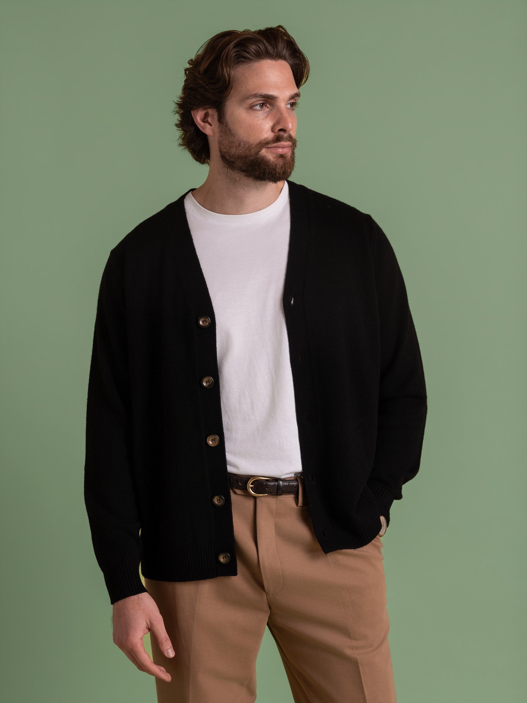 Black Wool Cashmere Cardigan