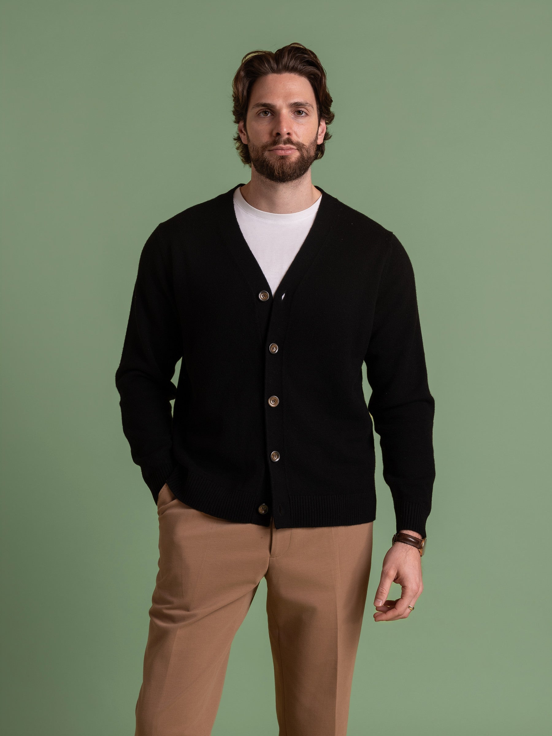 Black Wool Cashmere Cardigan