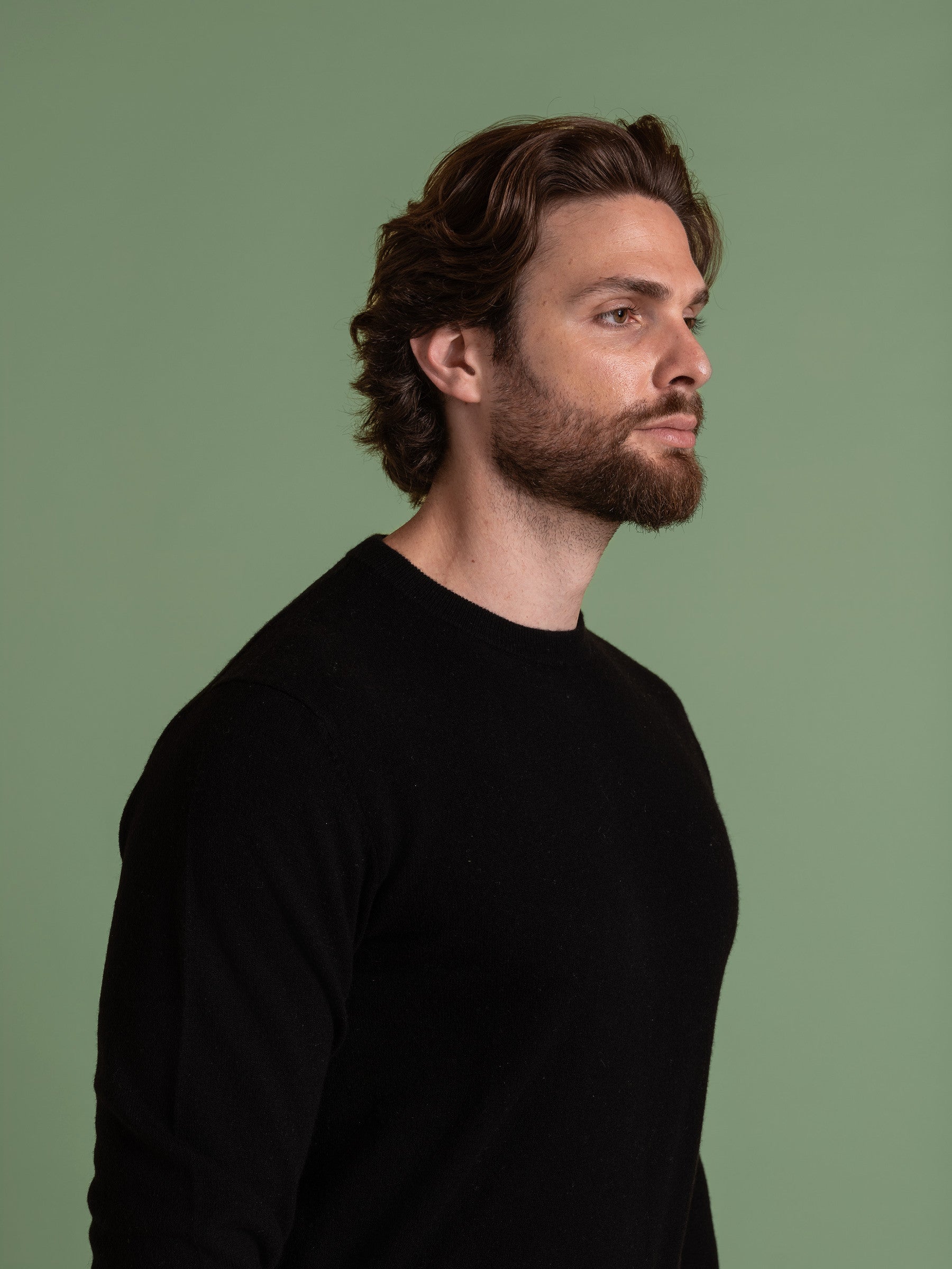 Black Wool Cashmere Crew