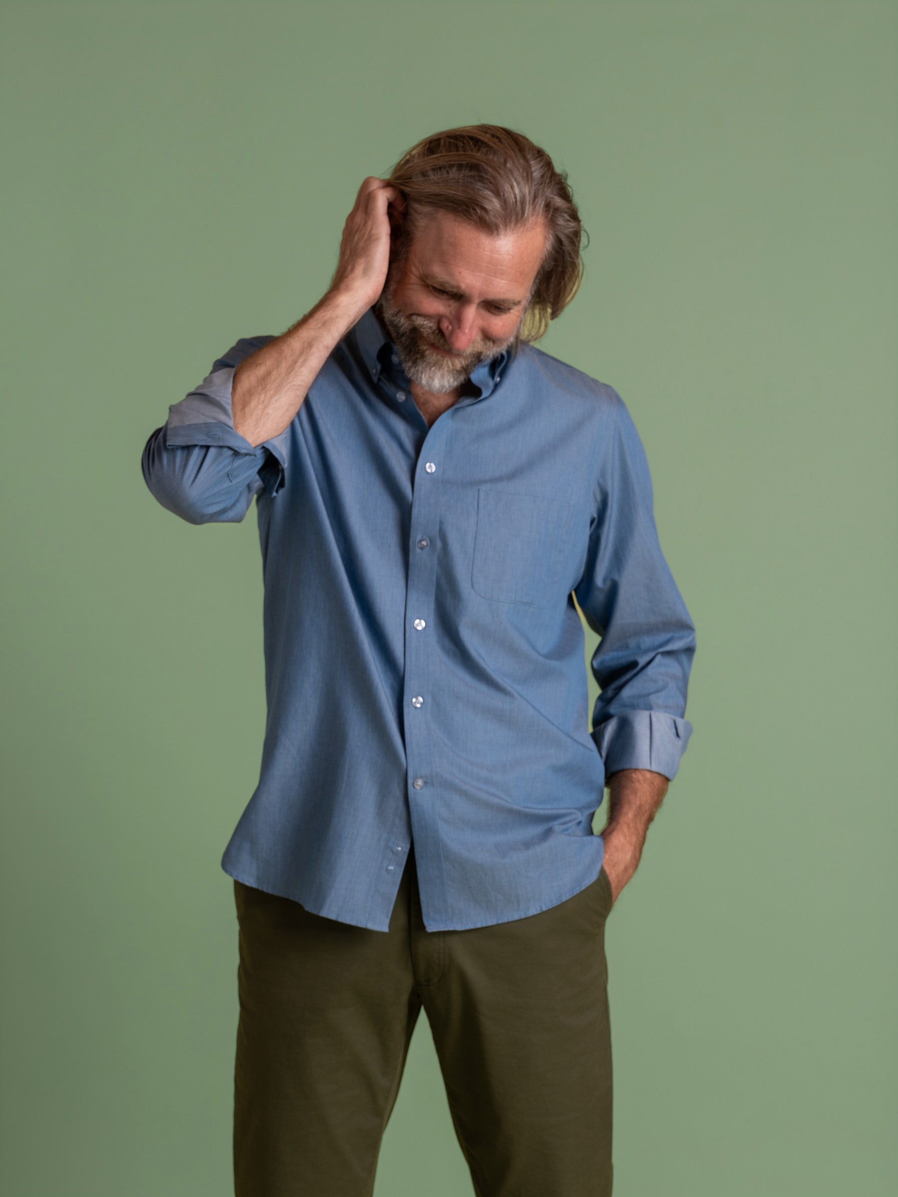 Blue Chambray Button Down Shirt