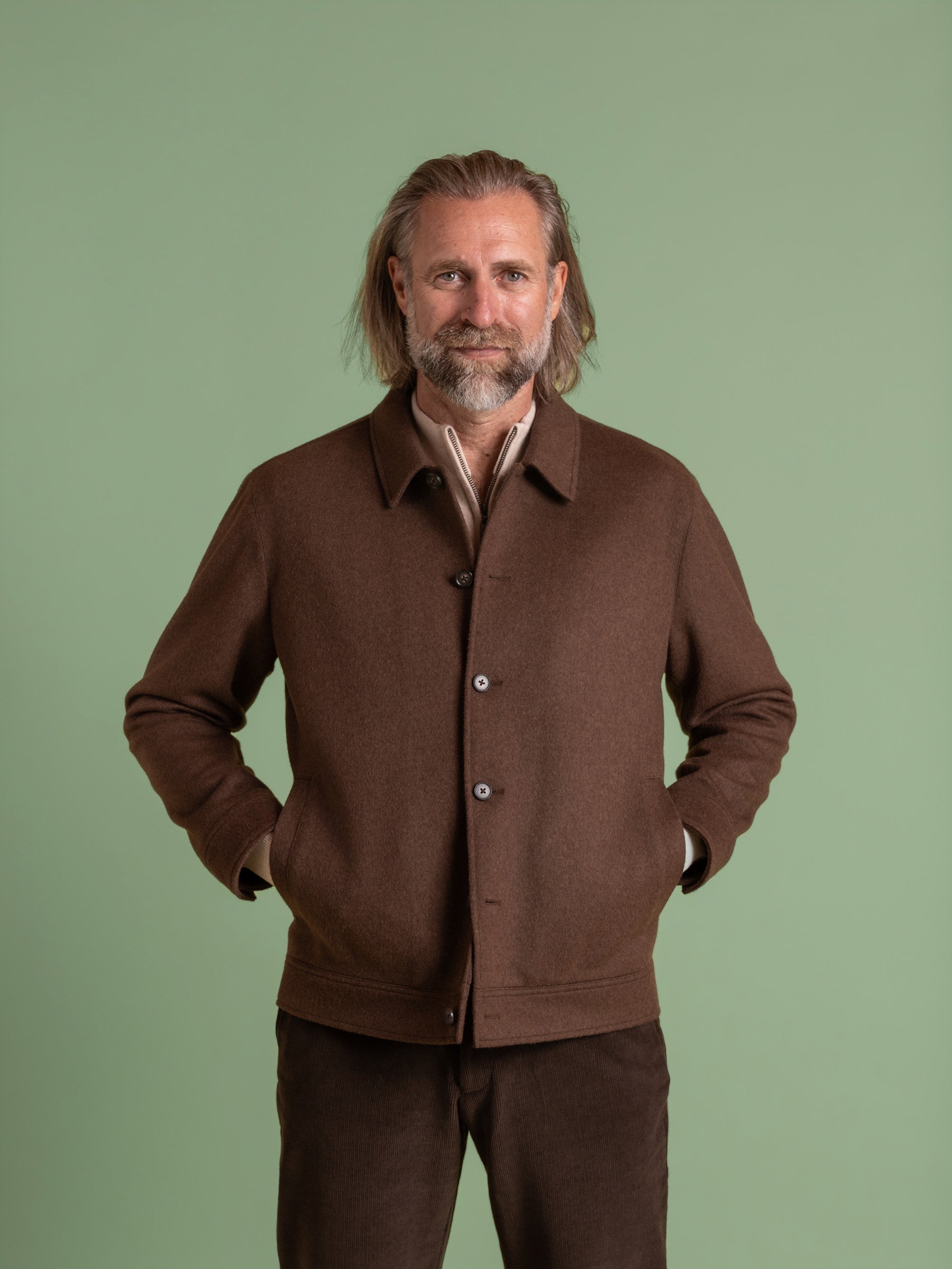 Brown Japanese Wool Bomber Jacket
