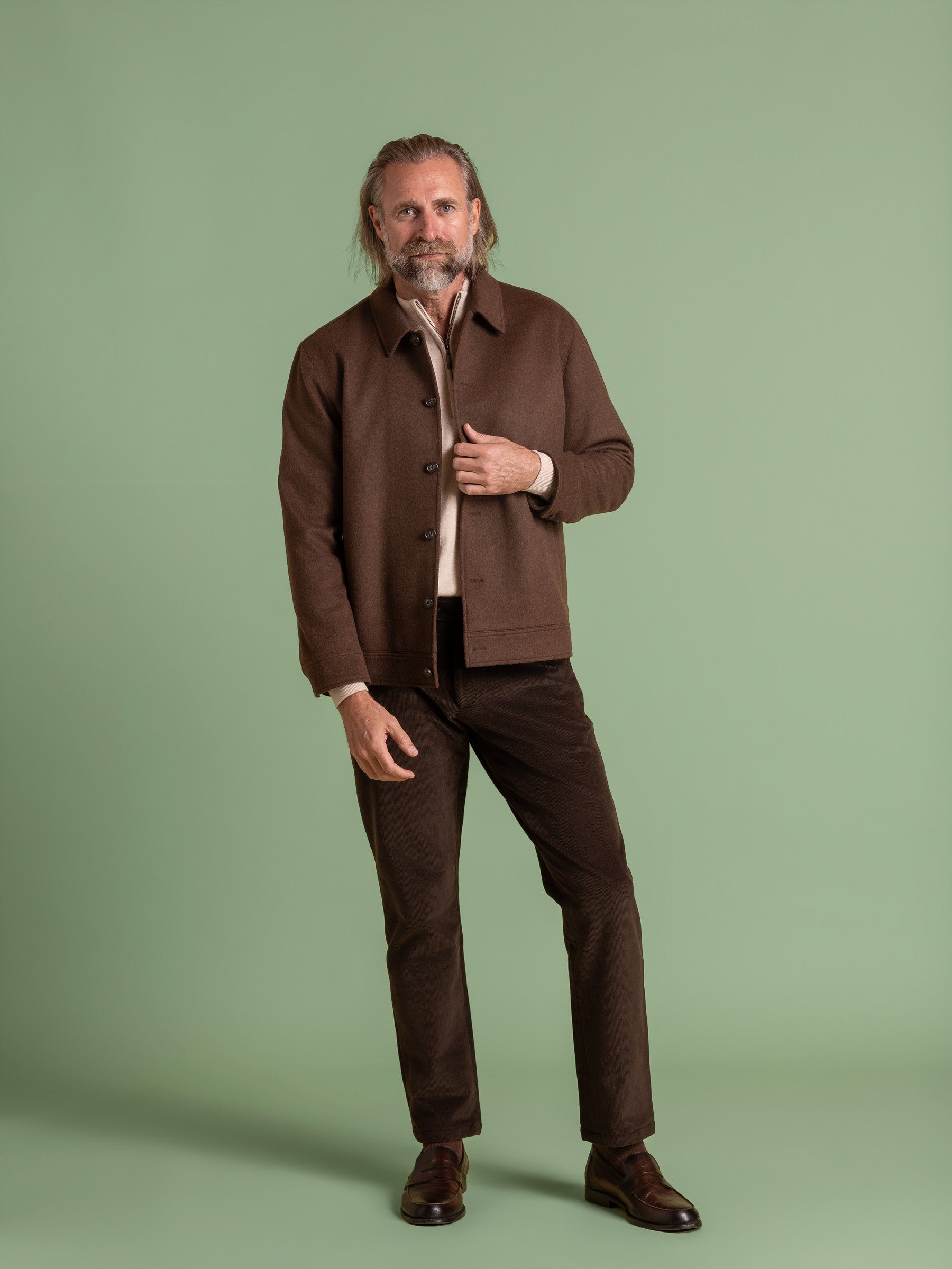 Brown Japanese Wool Bomber Jacket