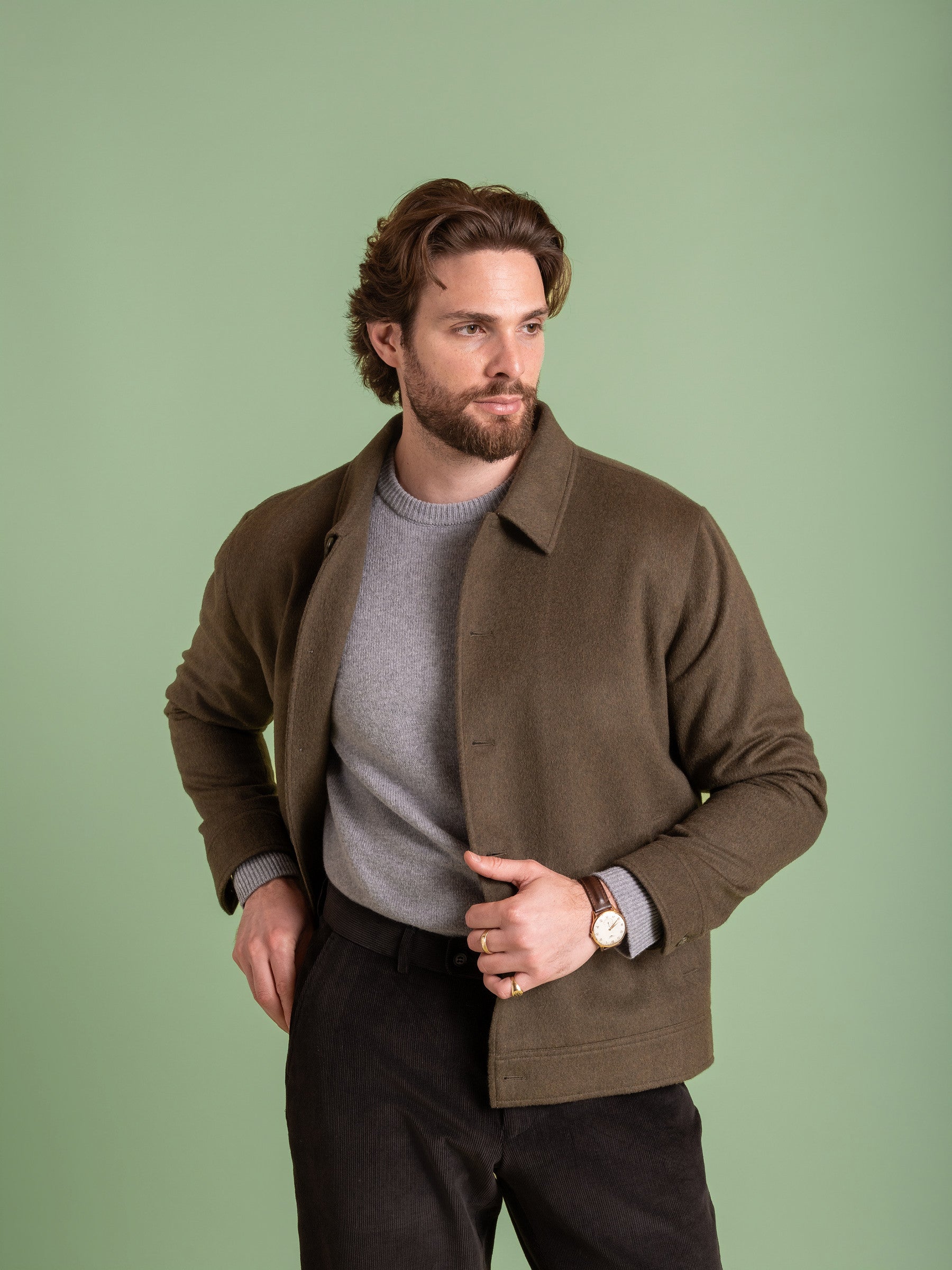 Khaki Japanese Wool Bomber Jacket