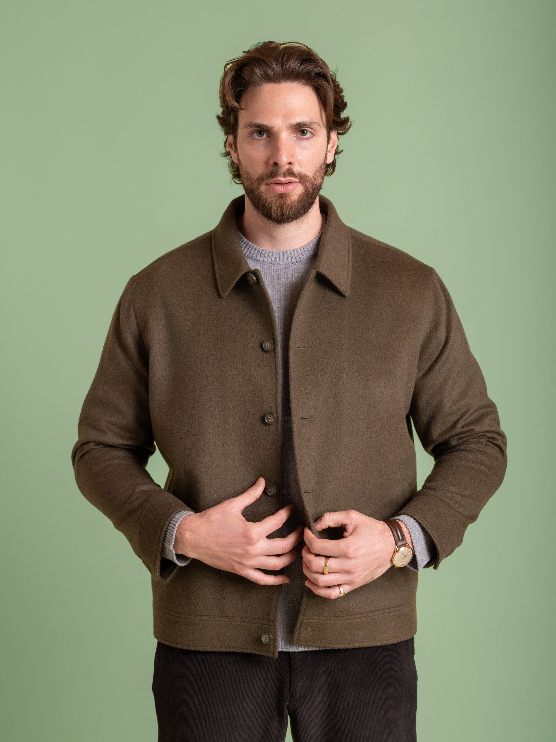 Khaki Japanese Wool Bomber Jacket