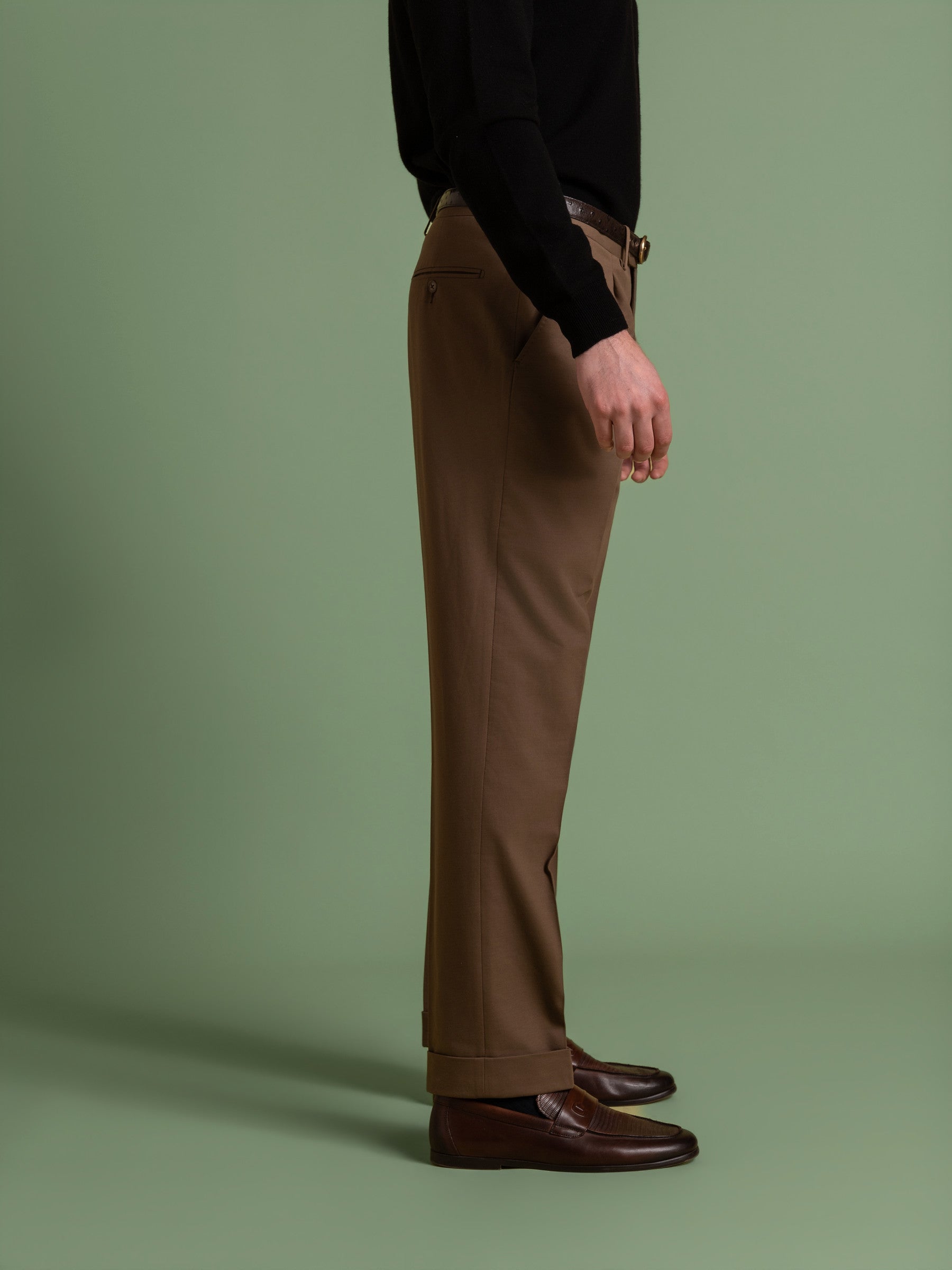 Khaki Pleated Trouser