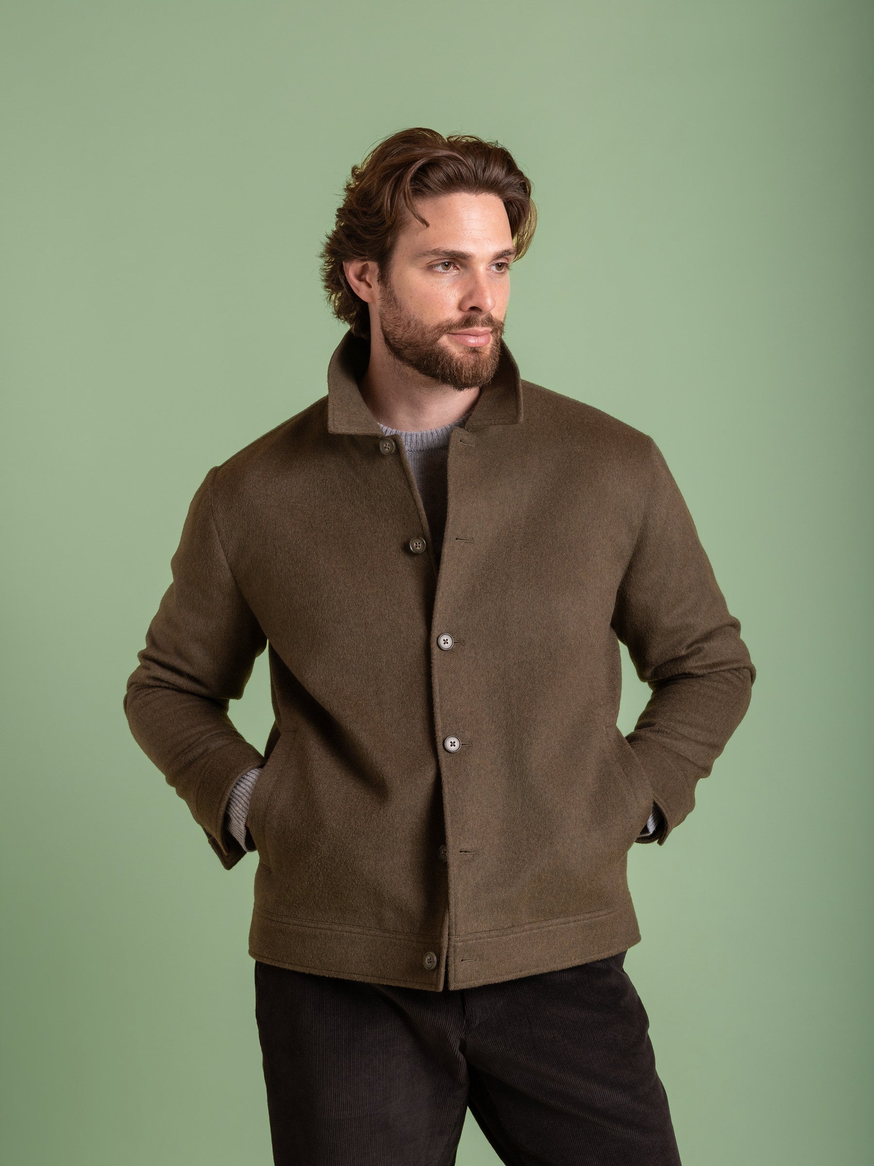 Khaki Japanese Wool Bomber Jacket