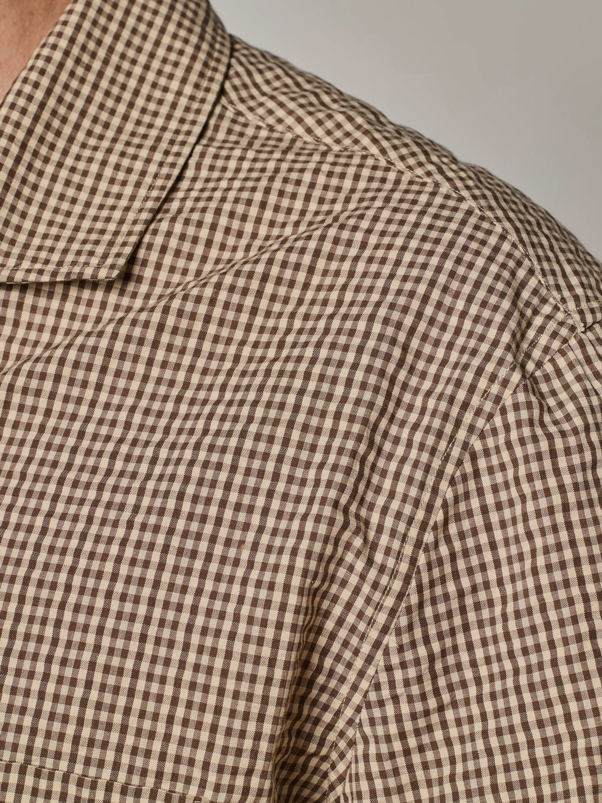 Brown Check Seersucker Short Sleeve Shirt