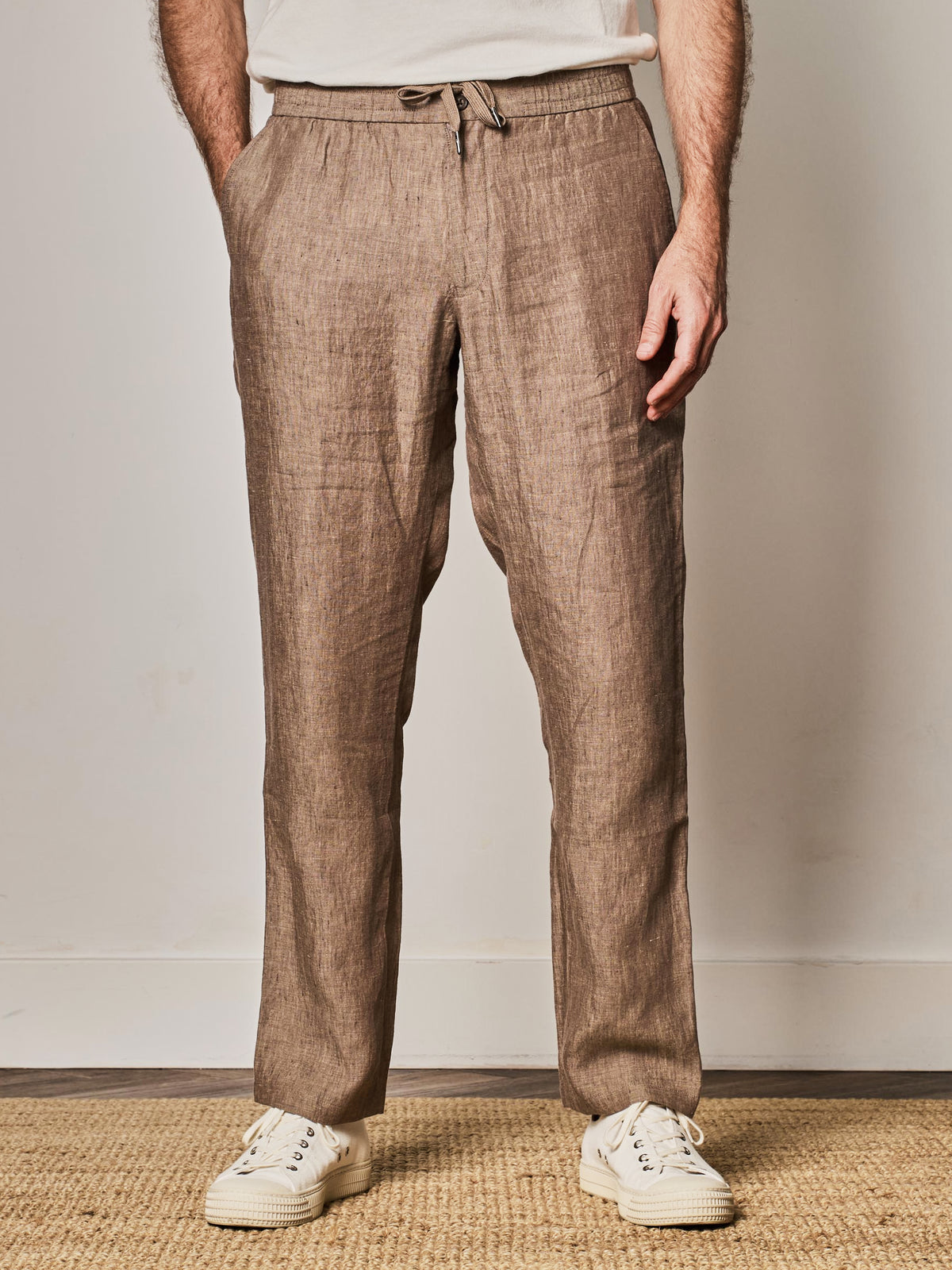 Light Brown Linen Jogger Pant